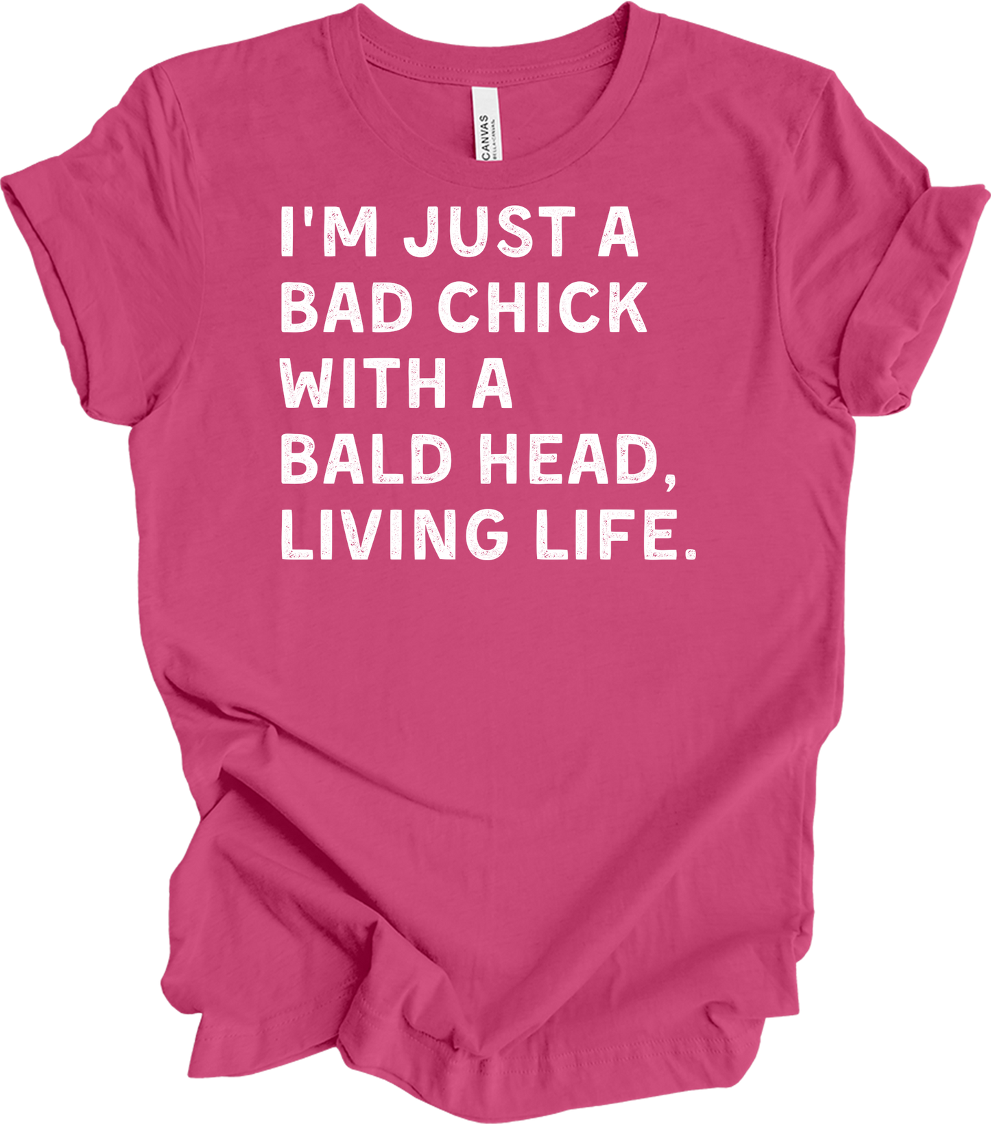 Bad Chick Bald Head T-Shirt in Berry