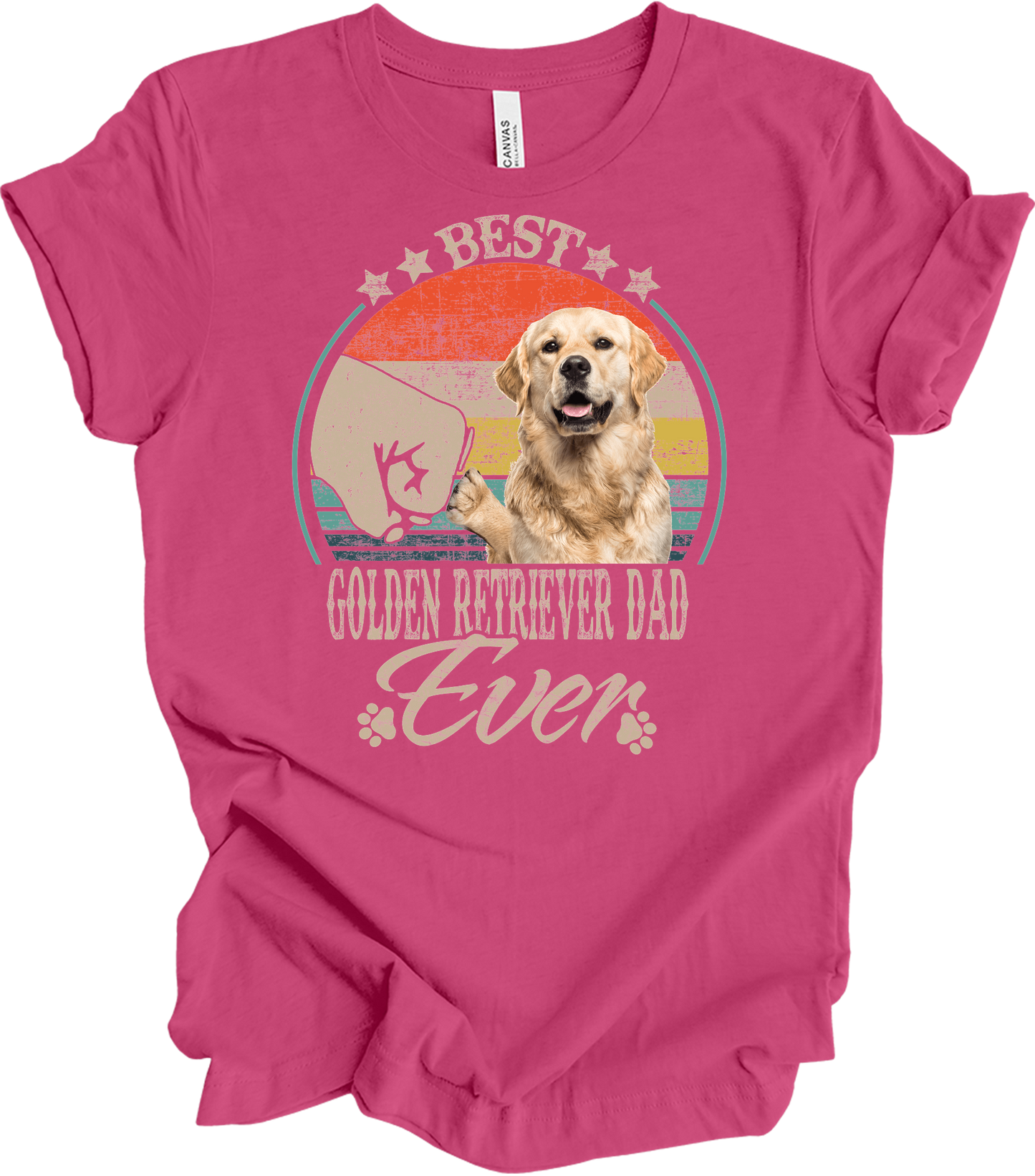 Best Golden Retriever Dad Ever Vintage T-Shirt in Berry
