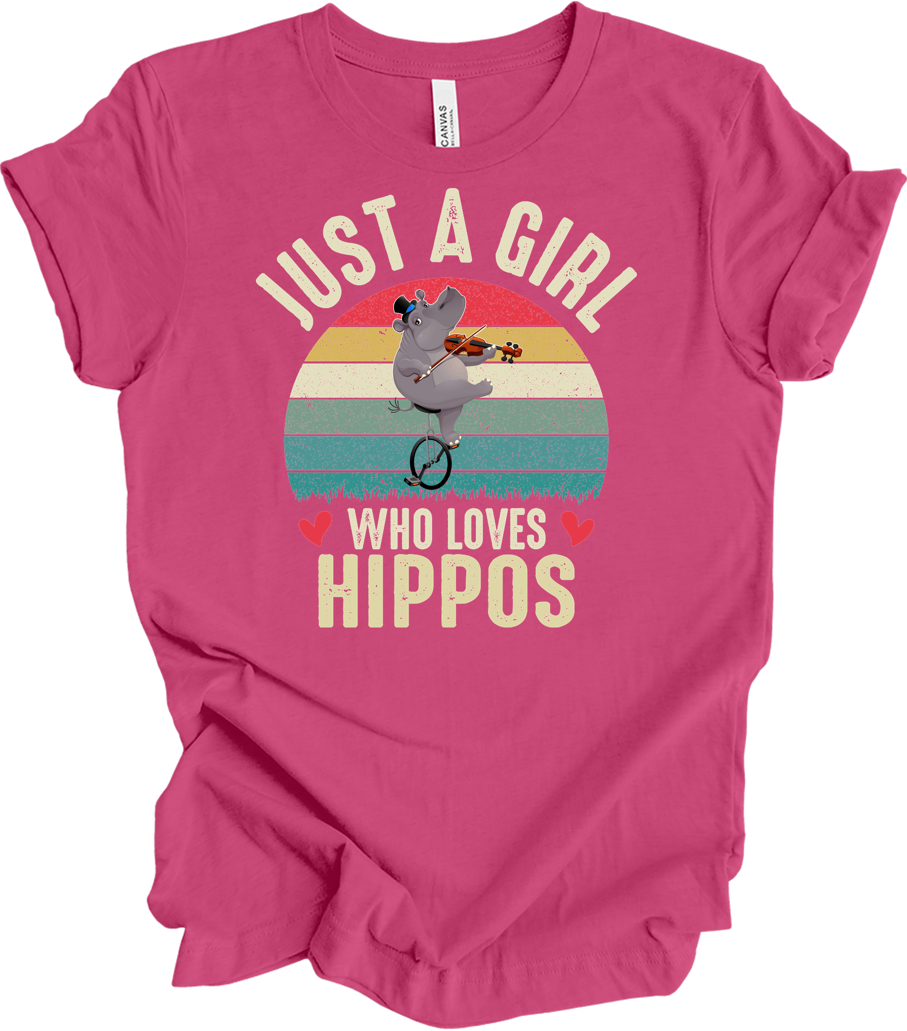 Just A Girl Who Loves Hippos T-Shirt in Berry