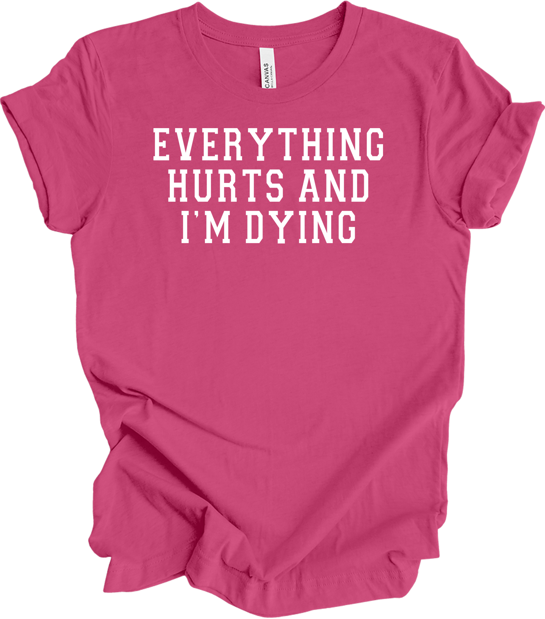 Everything Hurts I'm Dying - Funny Gym Workou T-Shirt in Berry