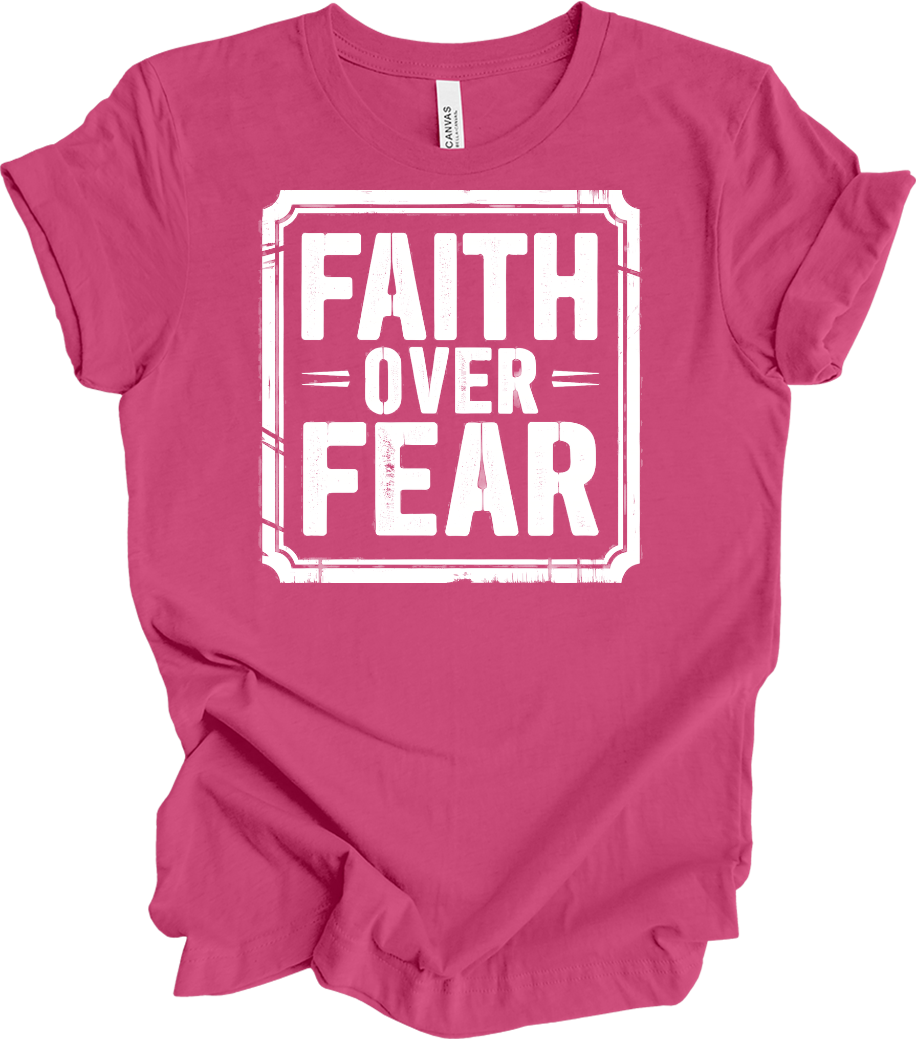 Faith Over Fear Inspirational T-Shirt in Berry