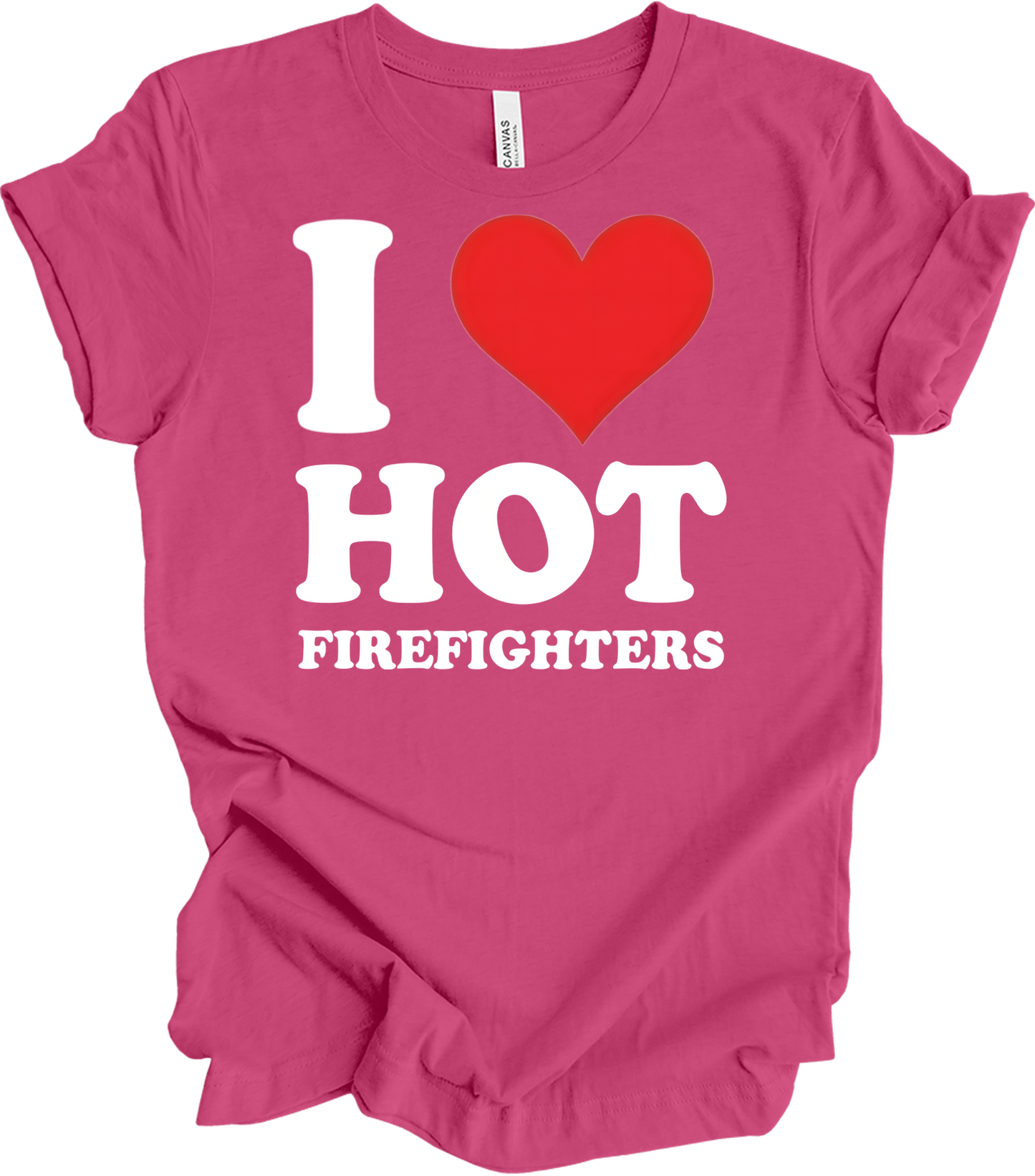 I Heart Hot Firefighters T-Shirt in Berry