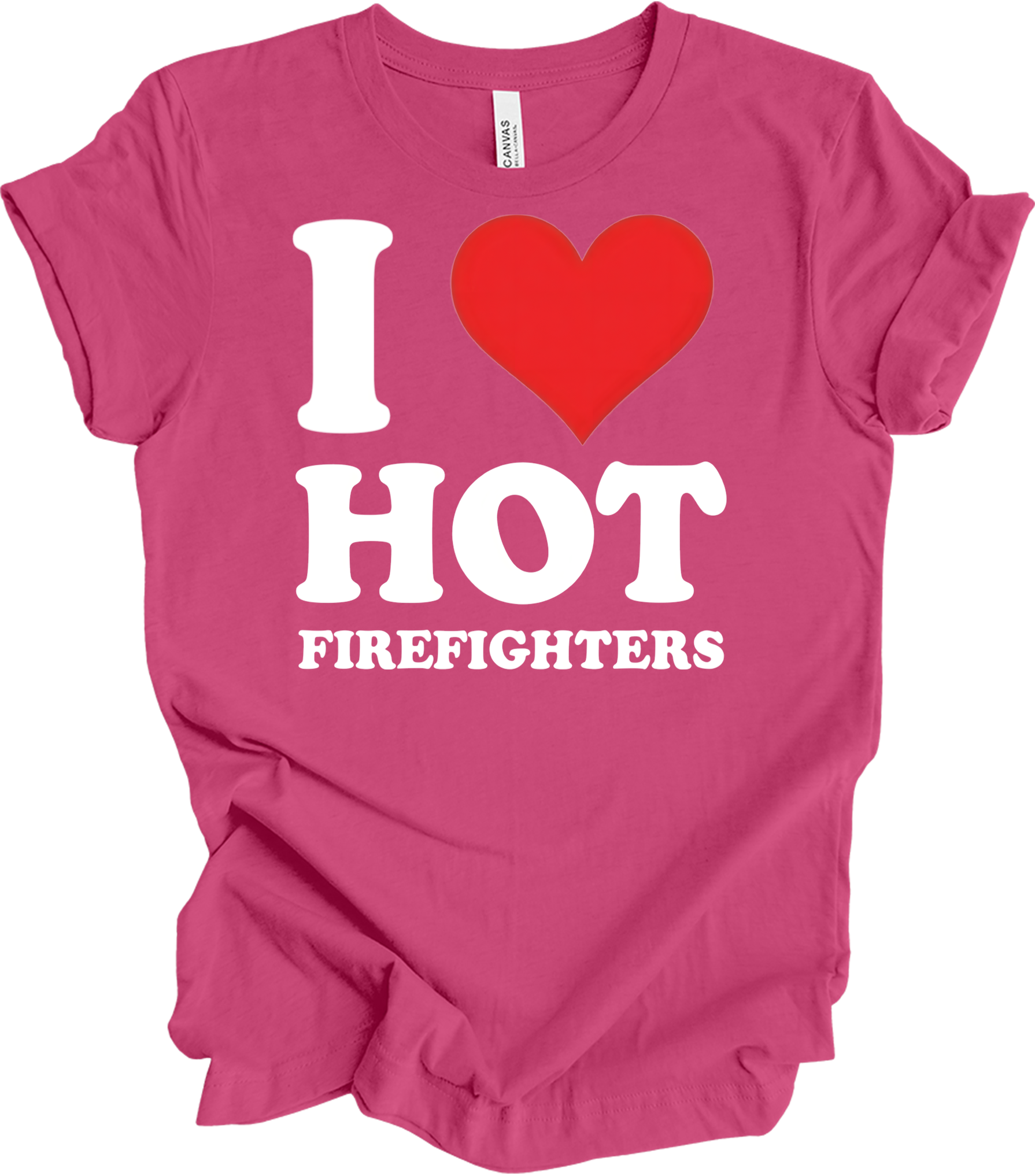 I Heart Hot Firefighters T-Shirt in Berry