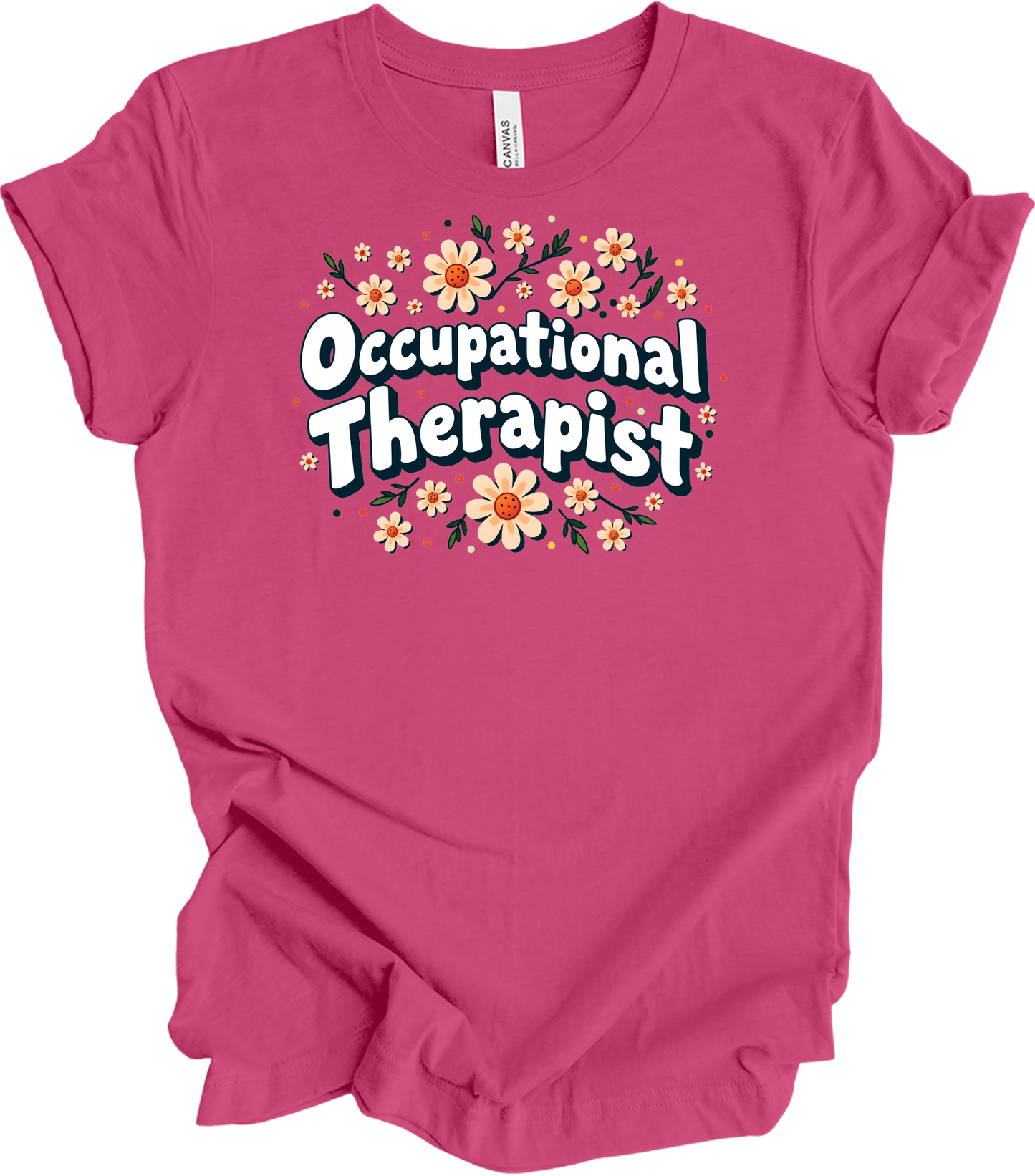 Floral Occupational Therapist T-Shirt in Berry