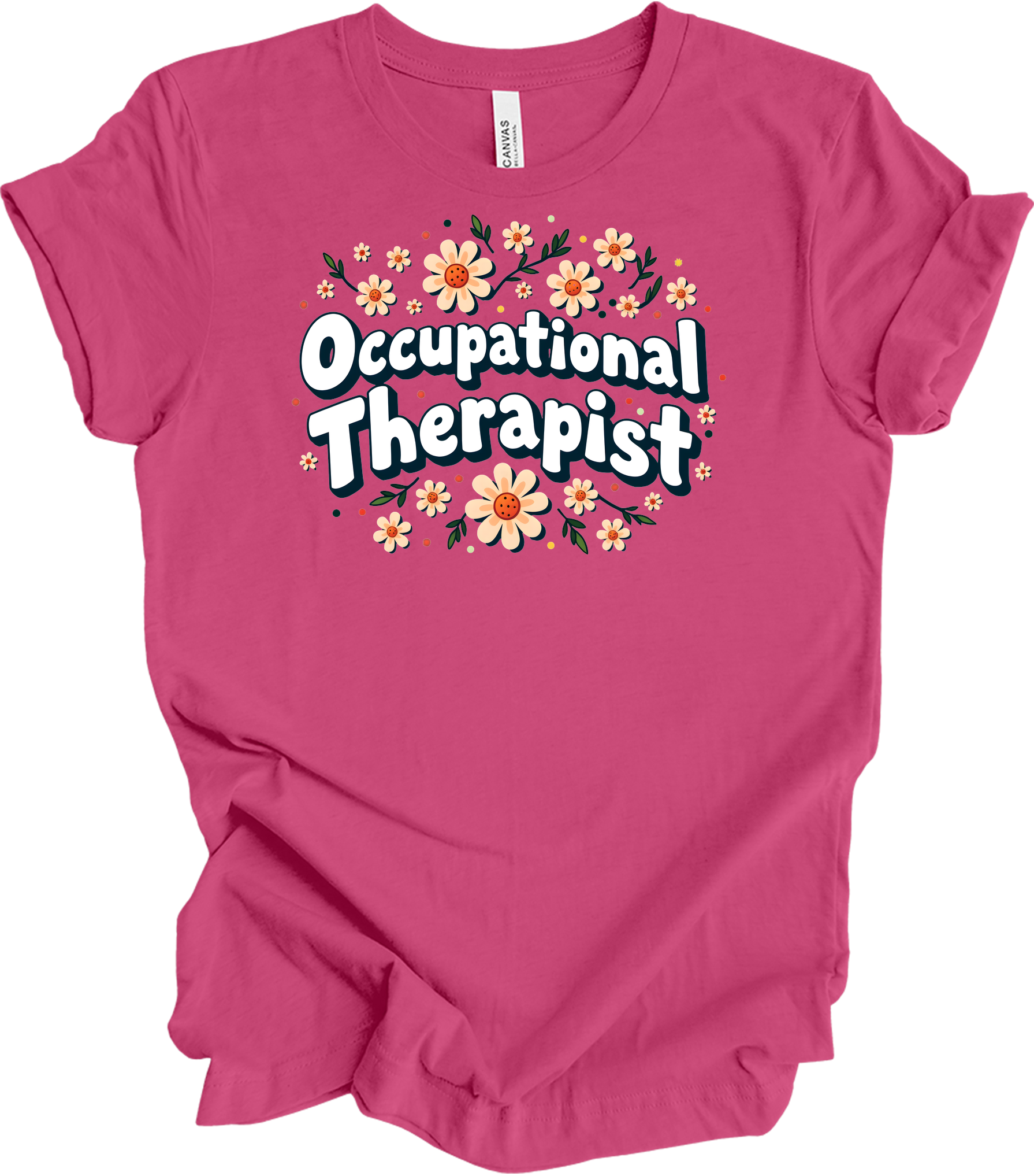 Floral Occupational Therapist T-Shirt in Berry