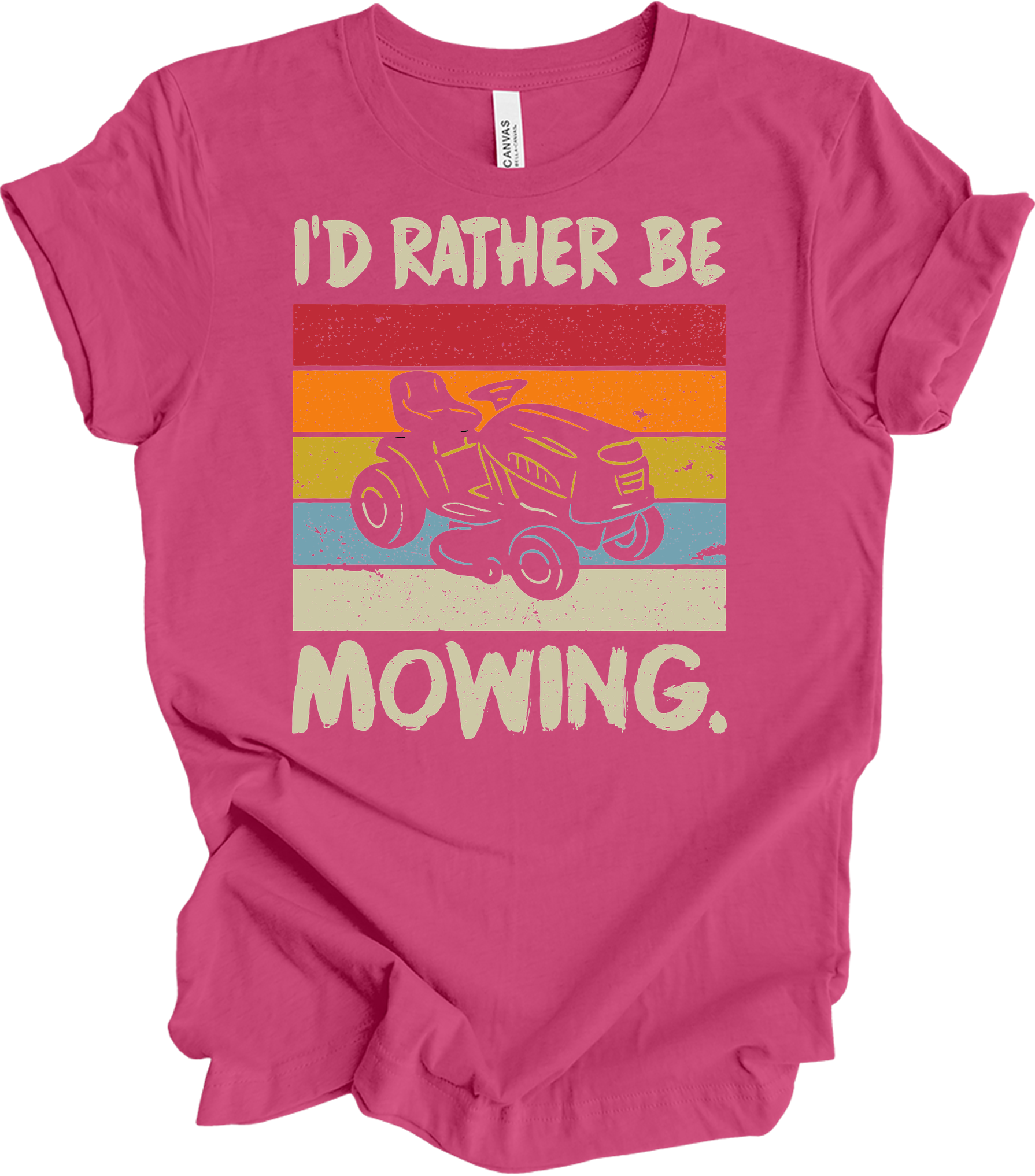 I'd Rather Be Mowing T-Shirt in Berry