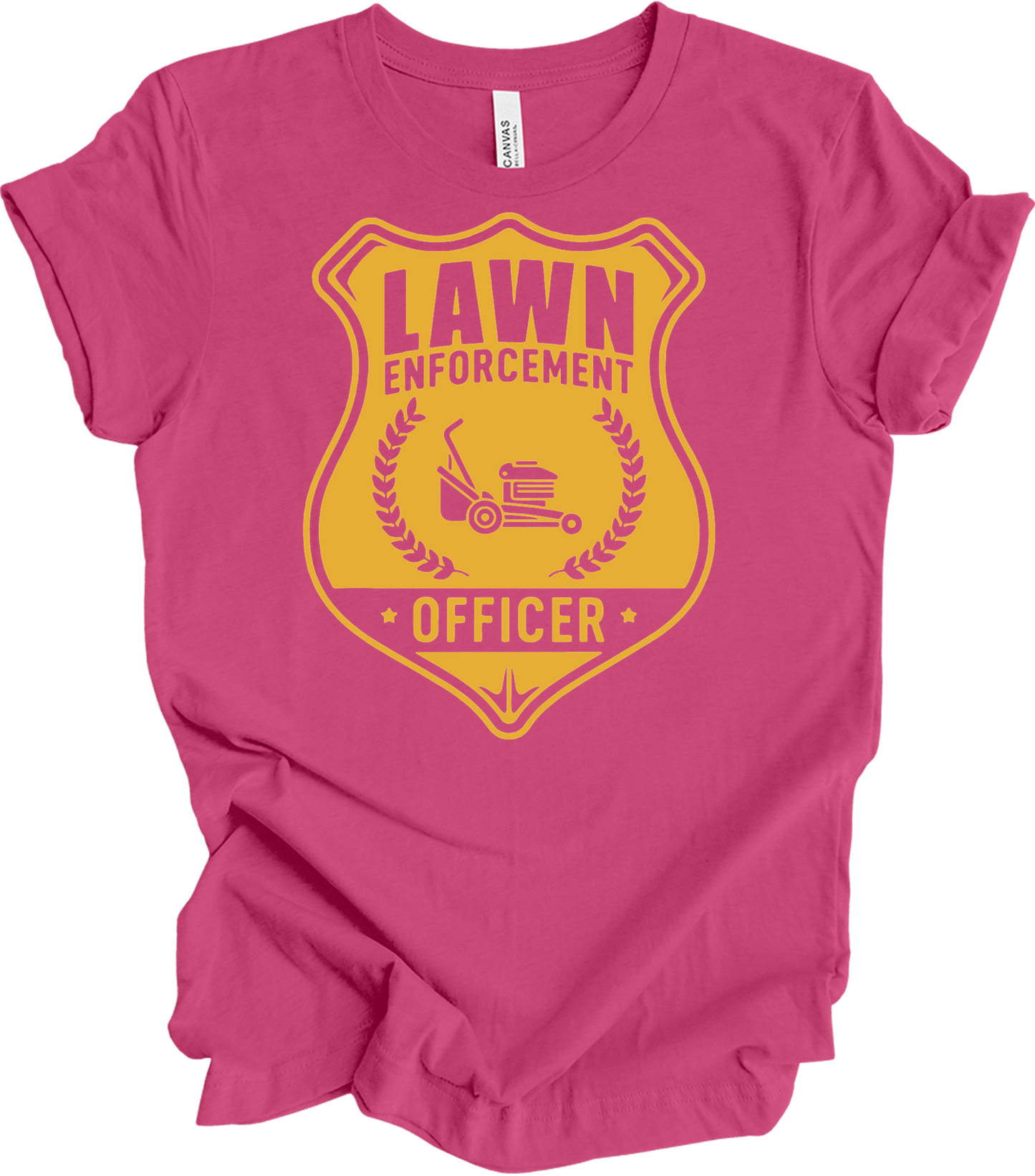 Lawn Enforcement Officer T-Shirt in Berry