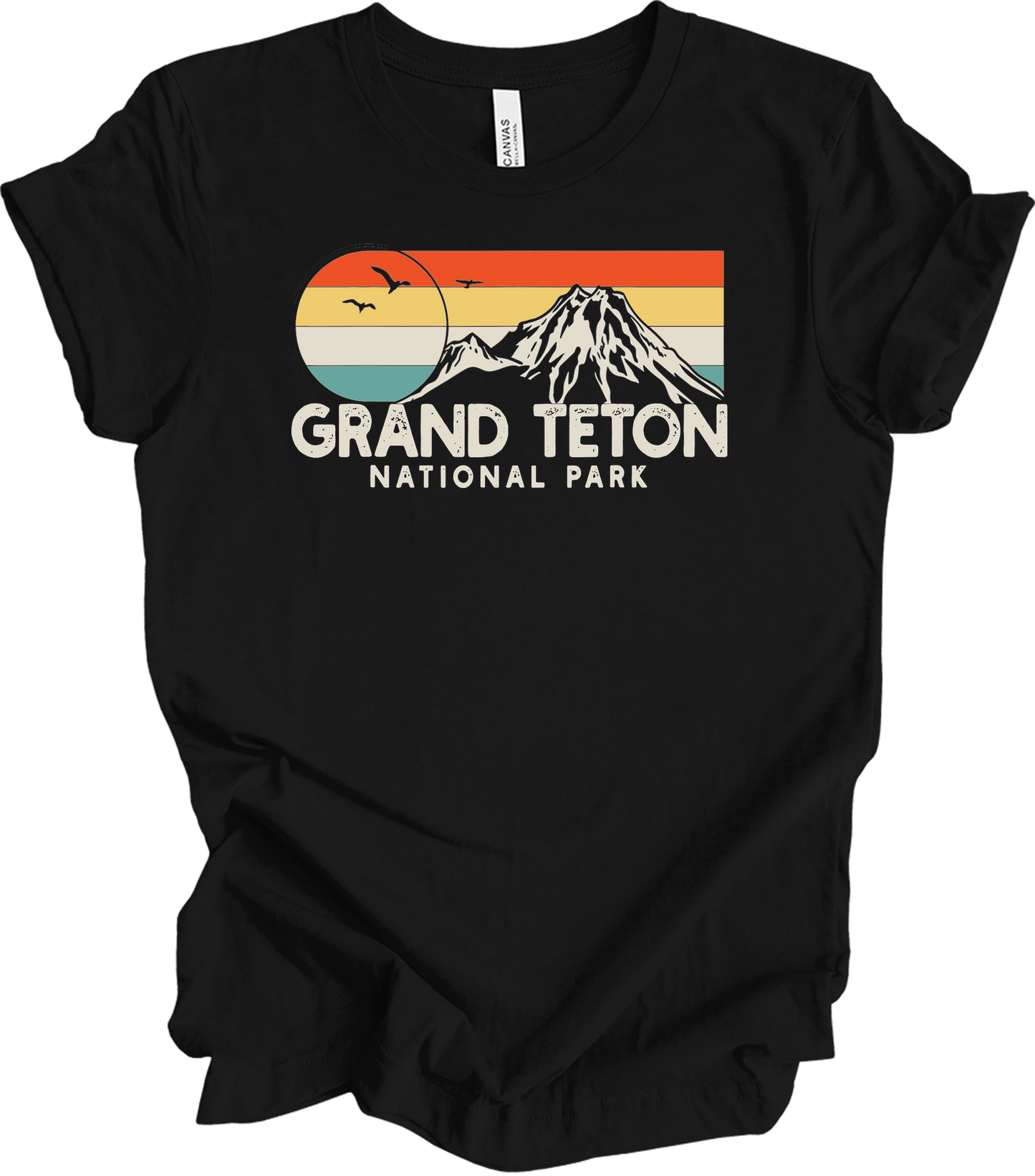 Grand Teton National Park Retro T-Shirt in Black