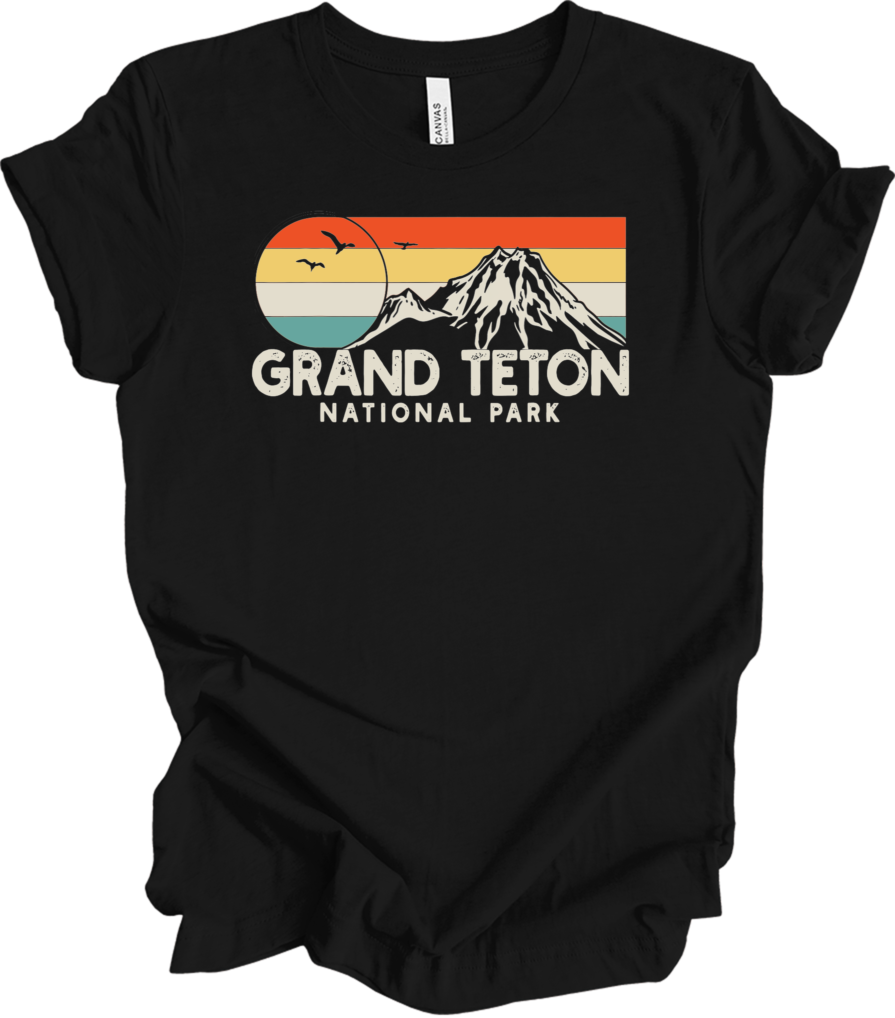 Grand Teton National Park Retro T-Shirt in Black