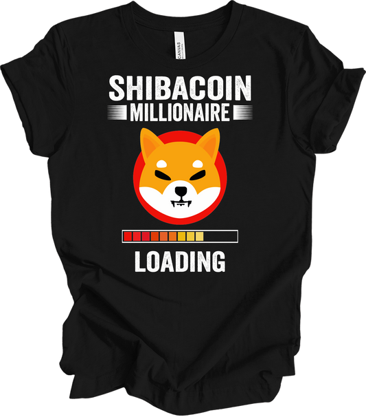 Shiba Inu Millionaire Loading Crypto SHIB Coin T-Shirt in Black