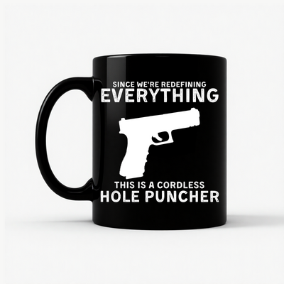 Cordless Hole Puncher Gun Lovers Mug - Funny Meme Mug