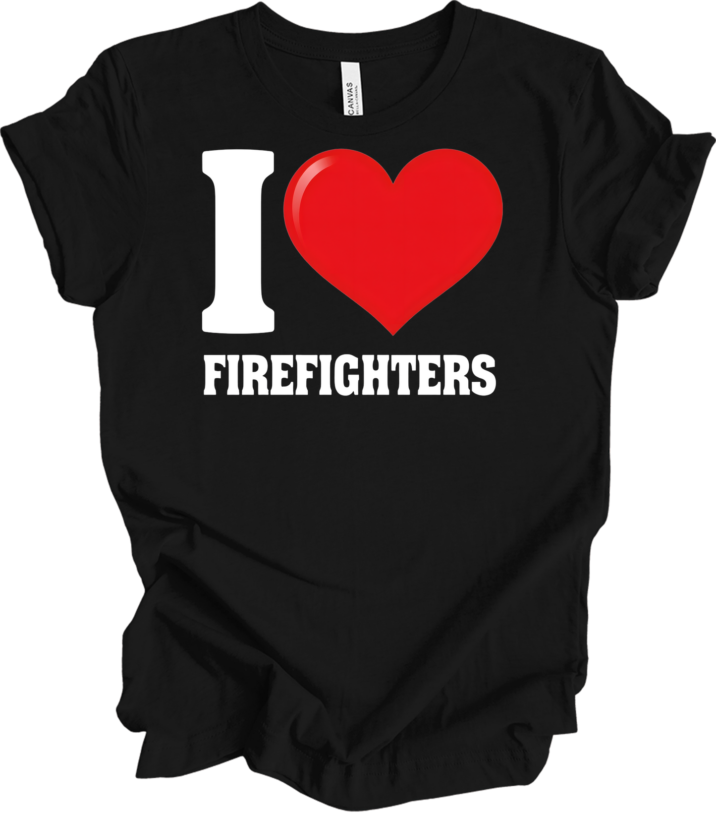 I Love Firefighters T-Shirt in Black