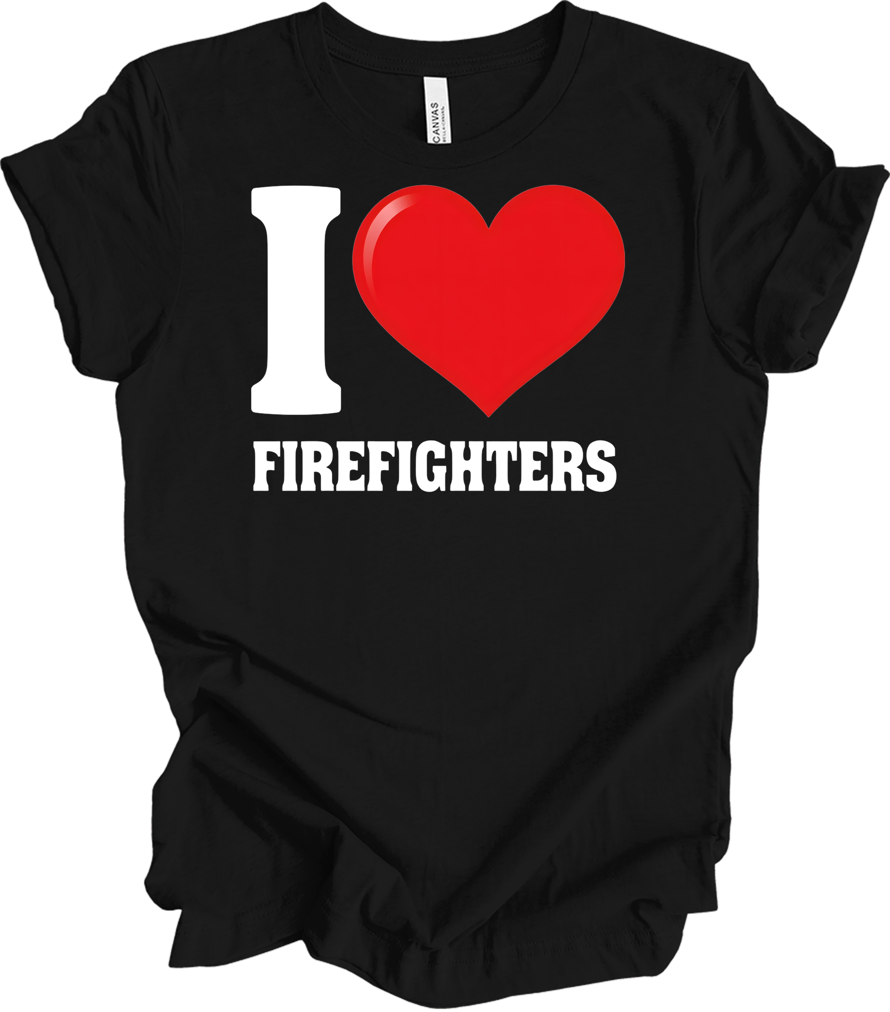 I Love Firefighters T-Shirt in Black