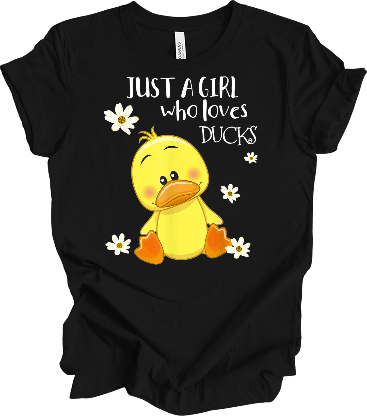 Just a Girl Who Loves Ducks - Cute Duck Lover T-Shirt in Black