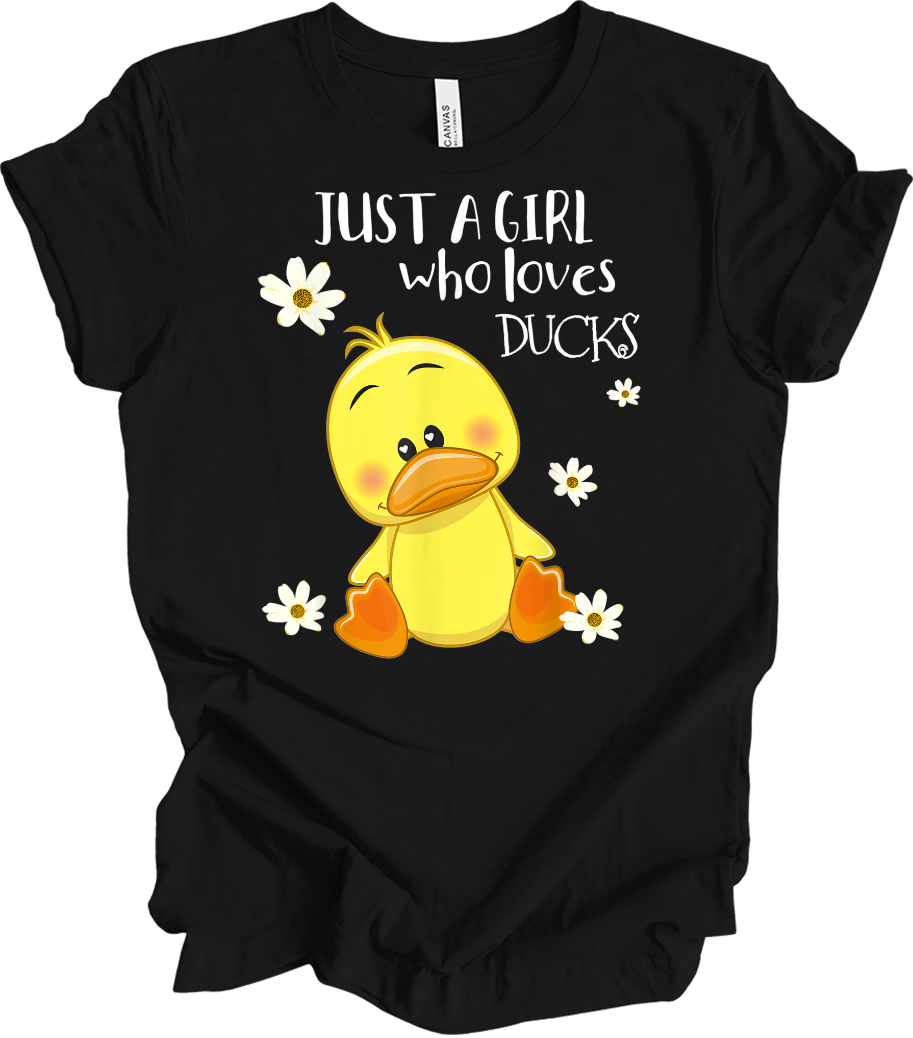Just a Girl Who Loves Ducks - Cute Duck Lover T-Shirt in Black