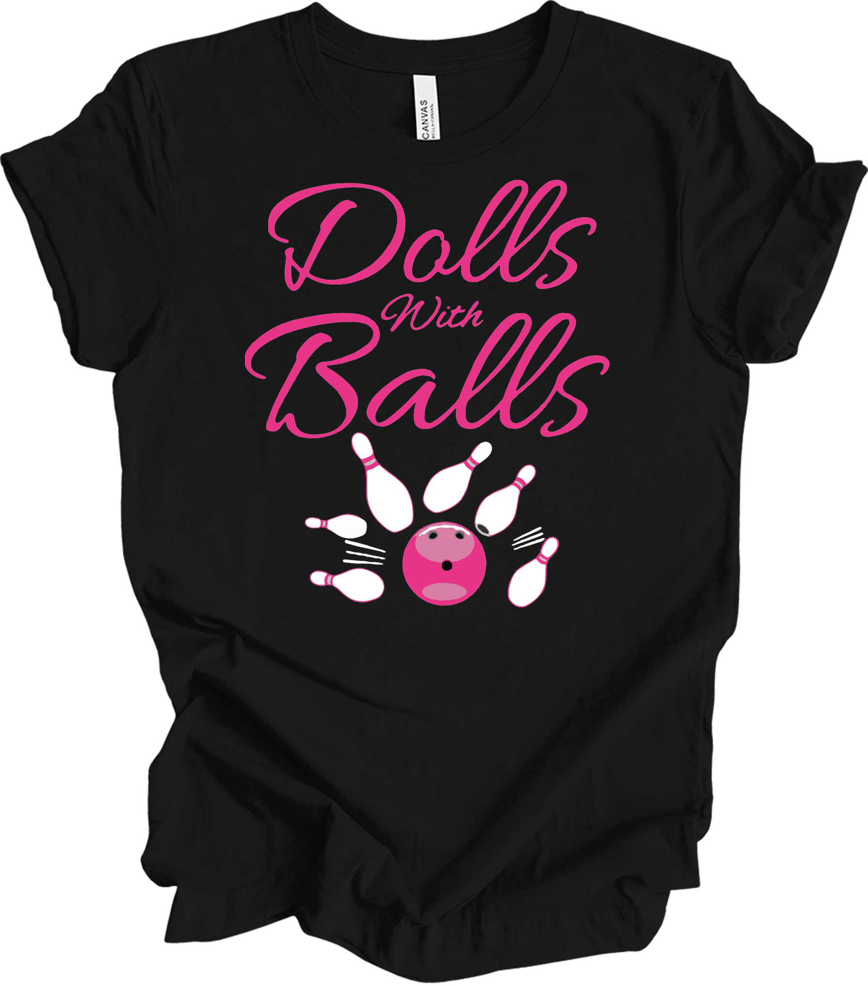Dolls With Balls Bowling T-Shirt in Black