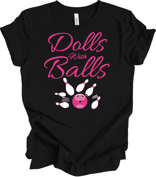 Dolls With Balls Bowling T-Shirt in Black