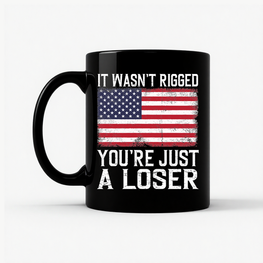 It Wasn't Rigged Patriotic Mug in Black