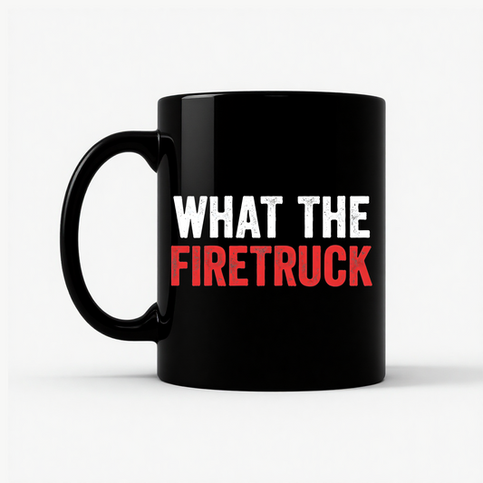 What The Firetruck Mug in Black