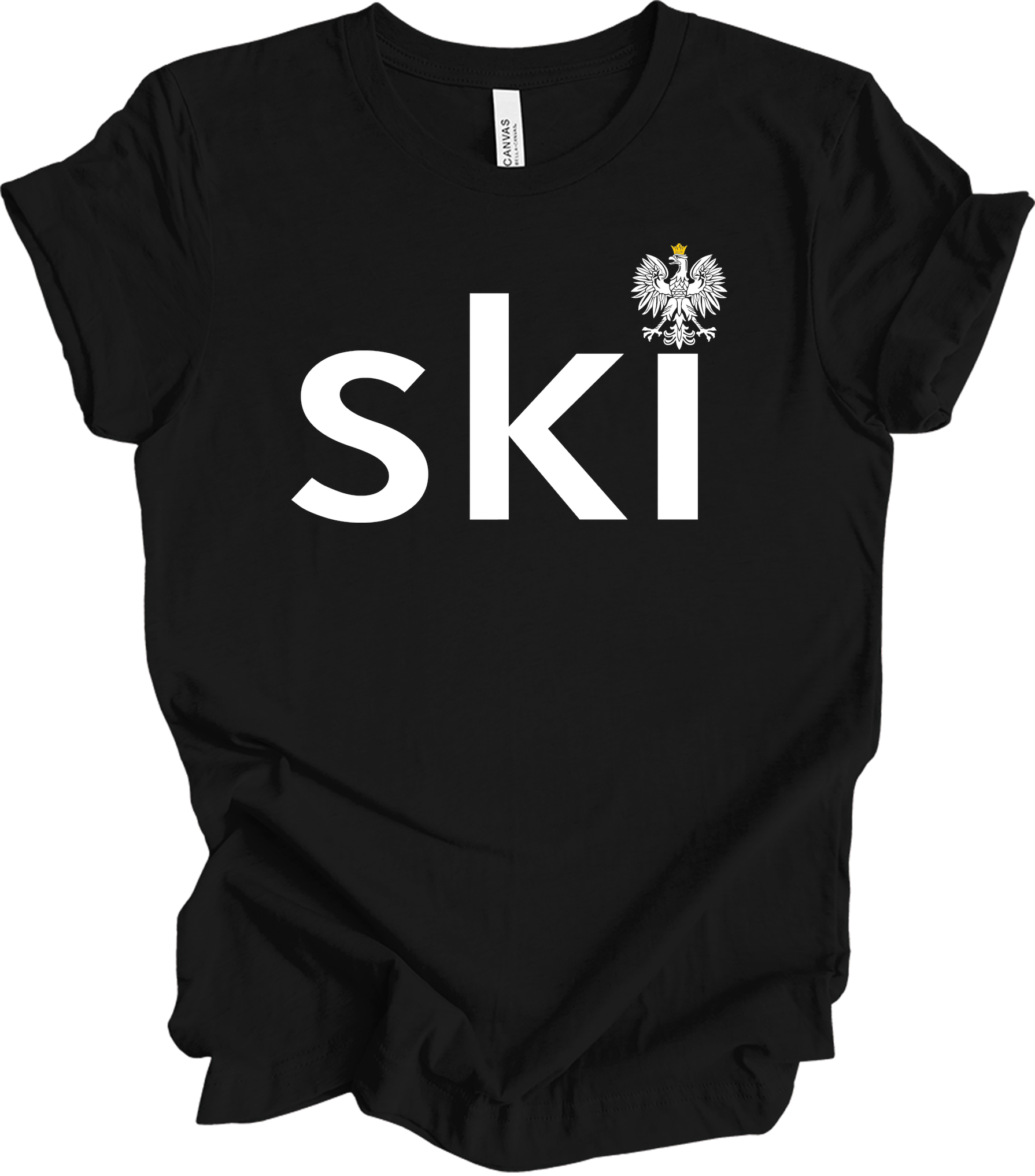 Ski Polish Surname - Polish Eagle Heritage T-Shirt in Black