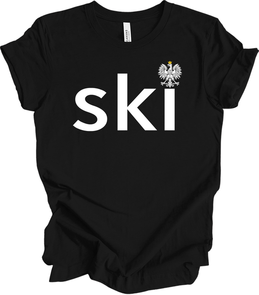 Ski Polish Surname - Polish Eagle Heritage T-Shirt in Black