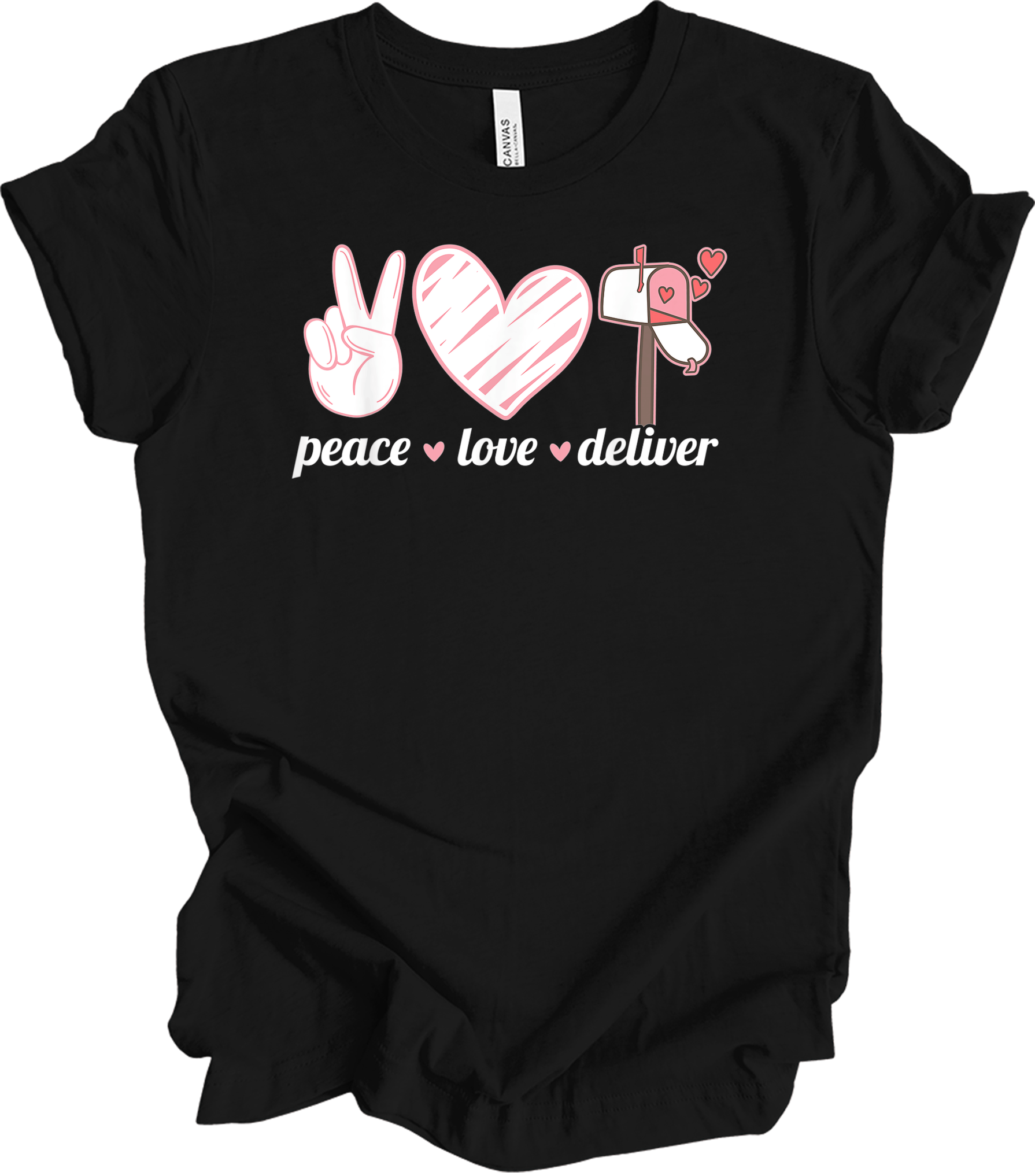 Peace Love Deliver T-Shirt in Black