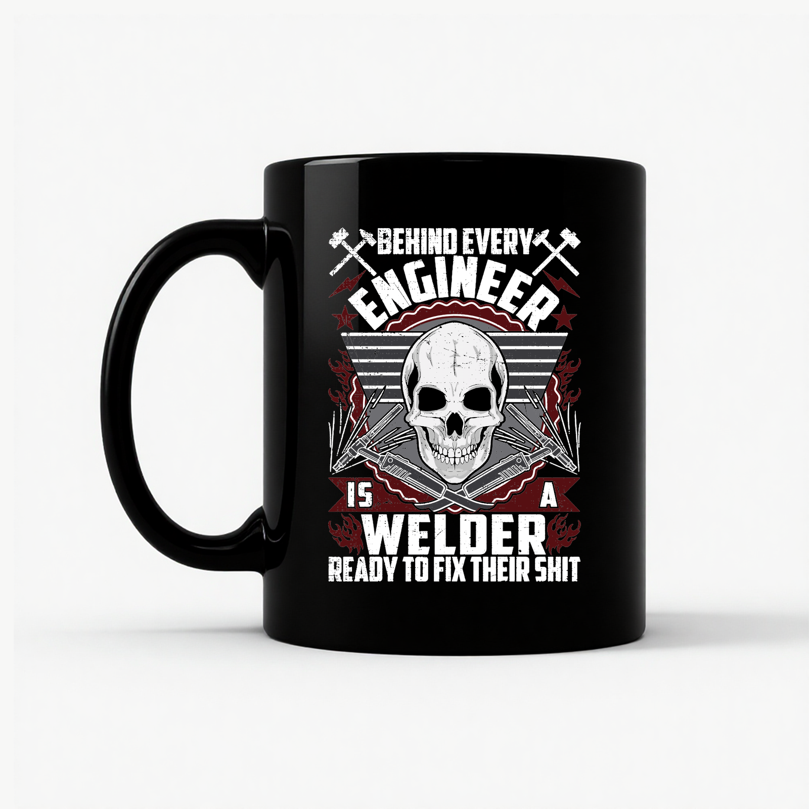 Welder Because Engineers Need Heroes - Funny Welding Gift Mug in Black