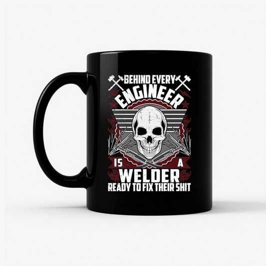 Welder Because Engineers Need Heroes - Funny Welding Gift Mug in Black