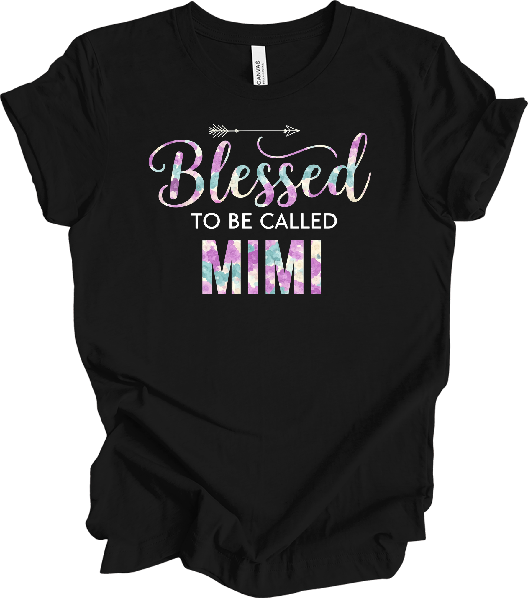 Blessed Mimi Floral Gift T-Shirt in Black