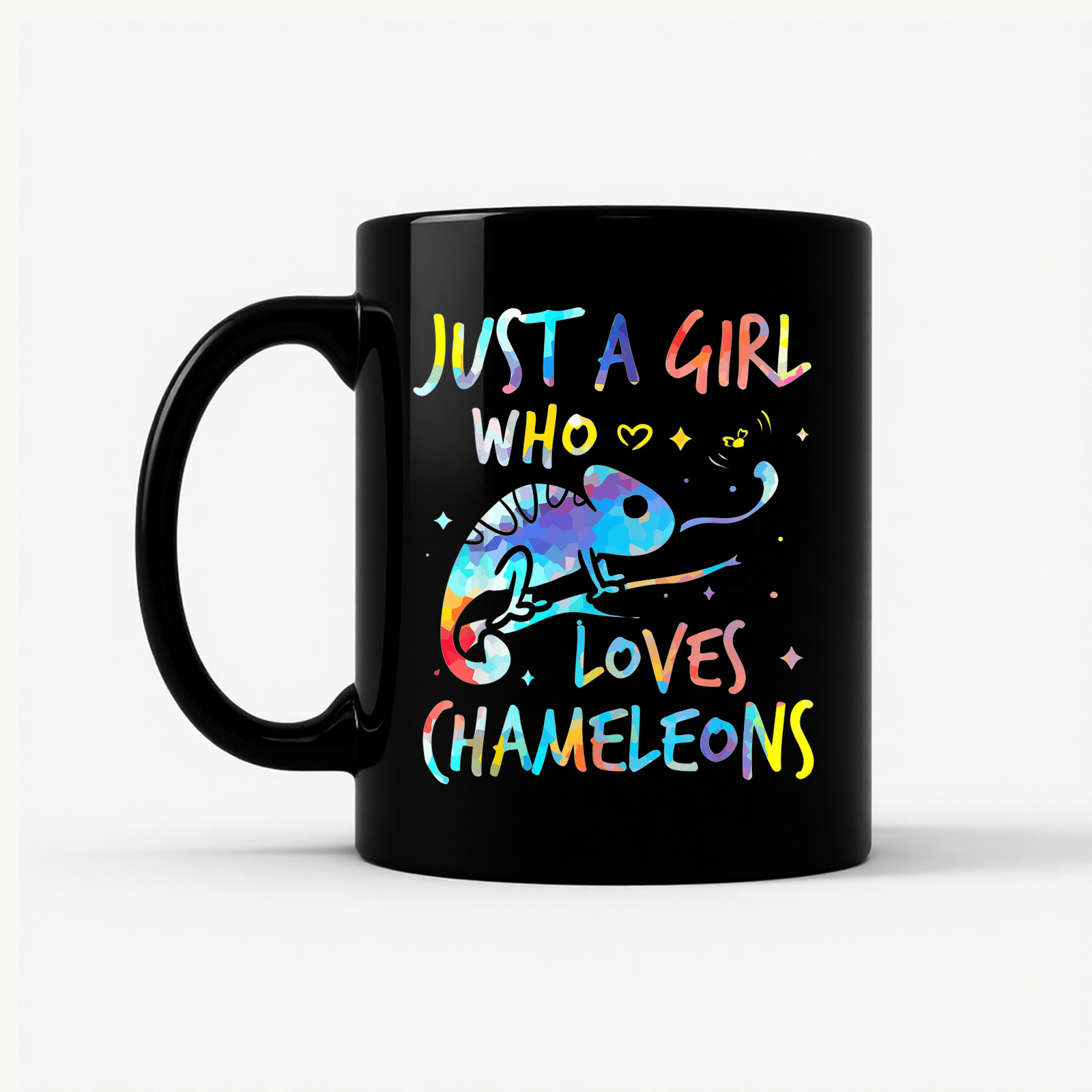 Girl Who Loves Chameleons Mug in Black