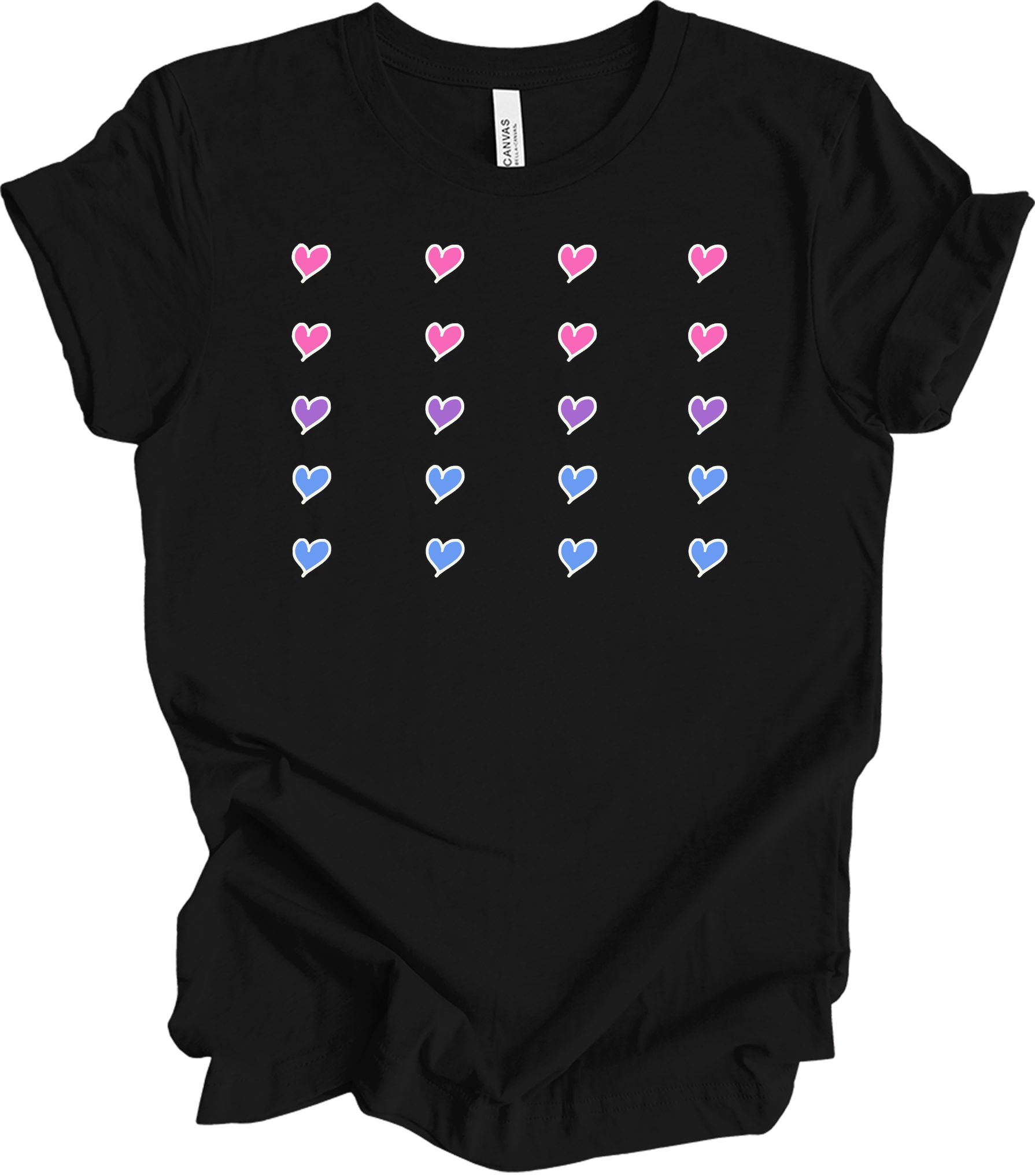 Pride Hearts - Cute Design T-Shirt in Black