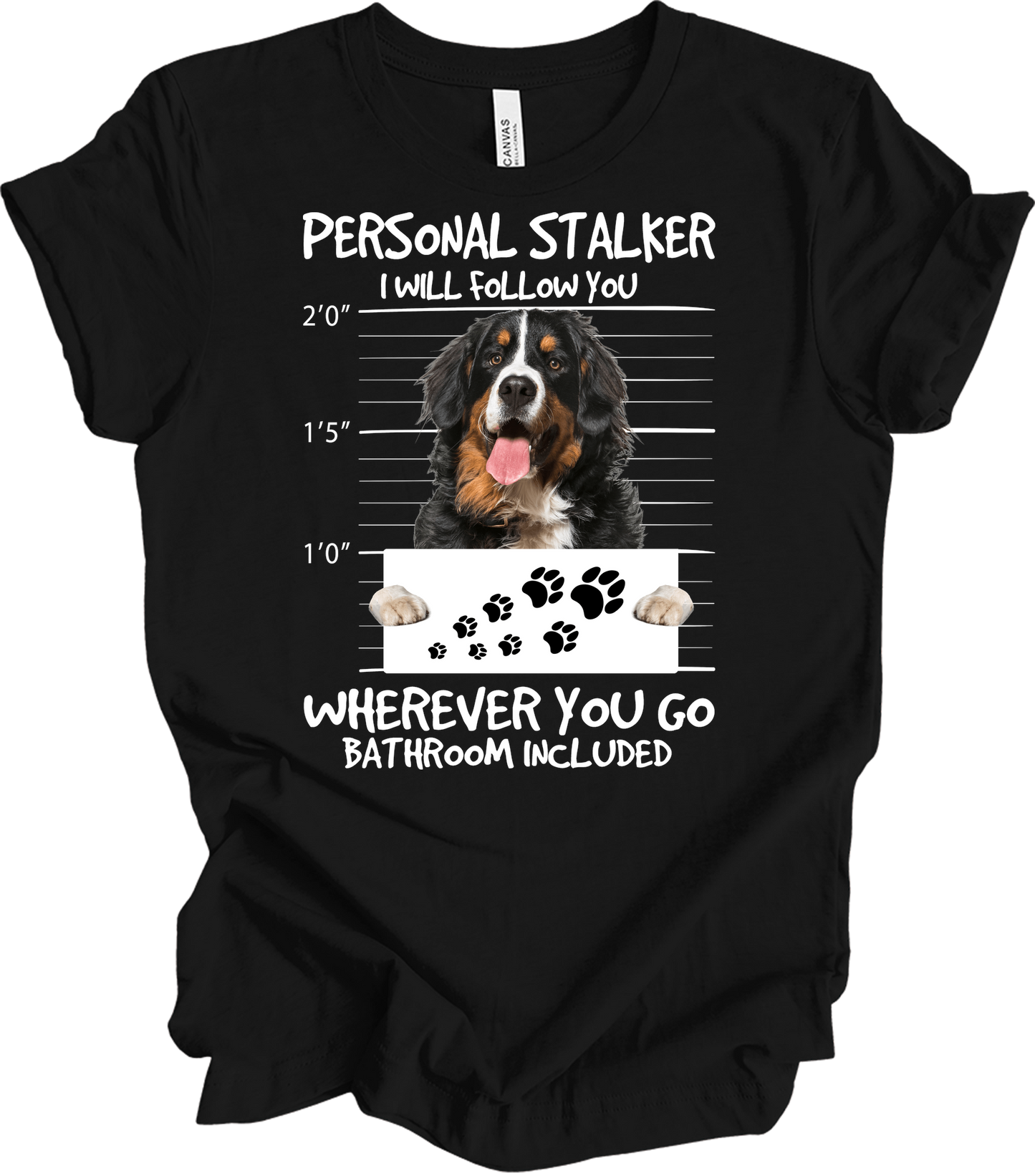 Bernese Dog Stalker Unisex T-Shirt in Black