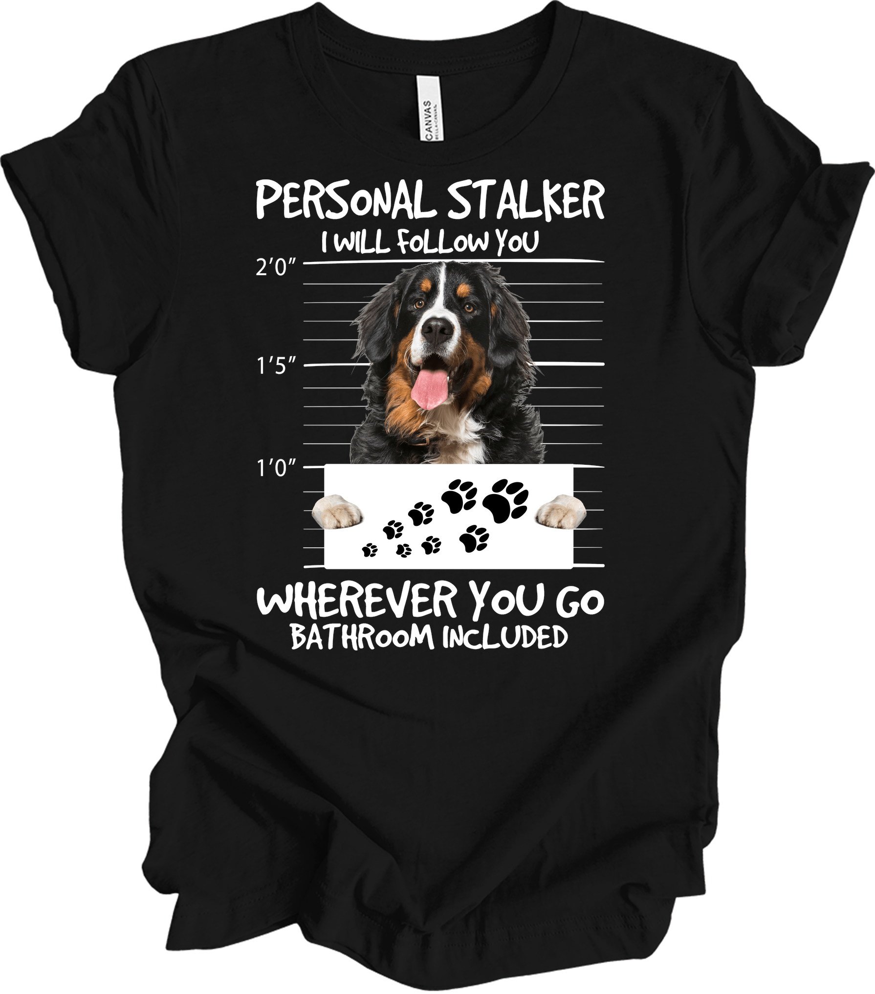 Bernese Dog Stalker Unisex T-Shirt in Black