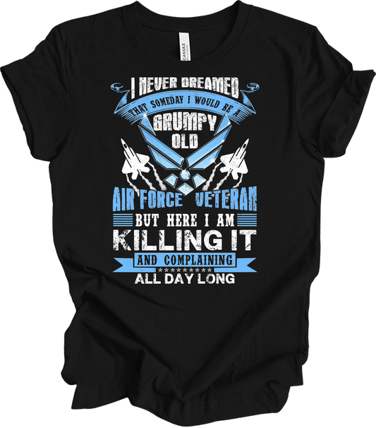 Grumpy Air Force Veteran T-Shirt in Black