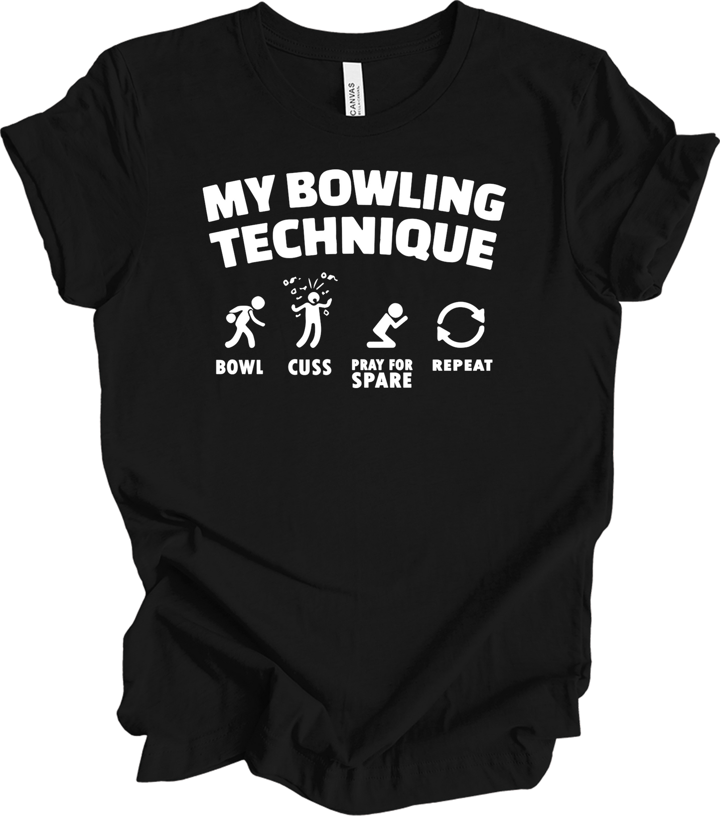 My Bowling Technique - Funny Bowler T-Shirt in Black