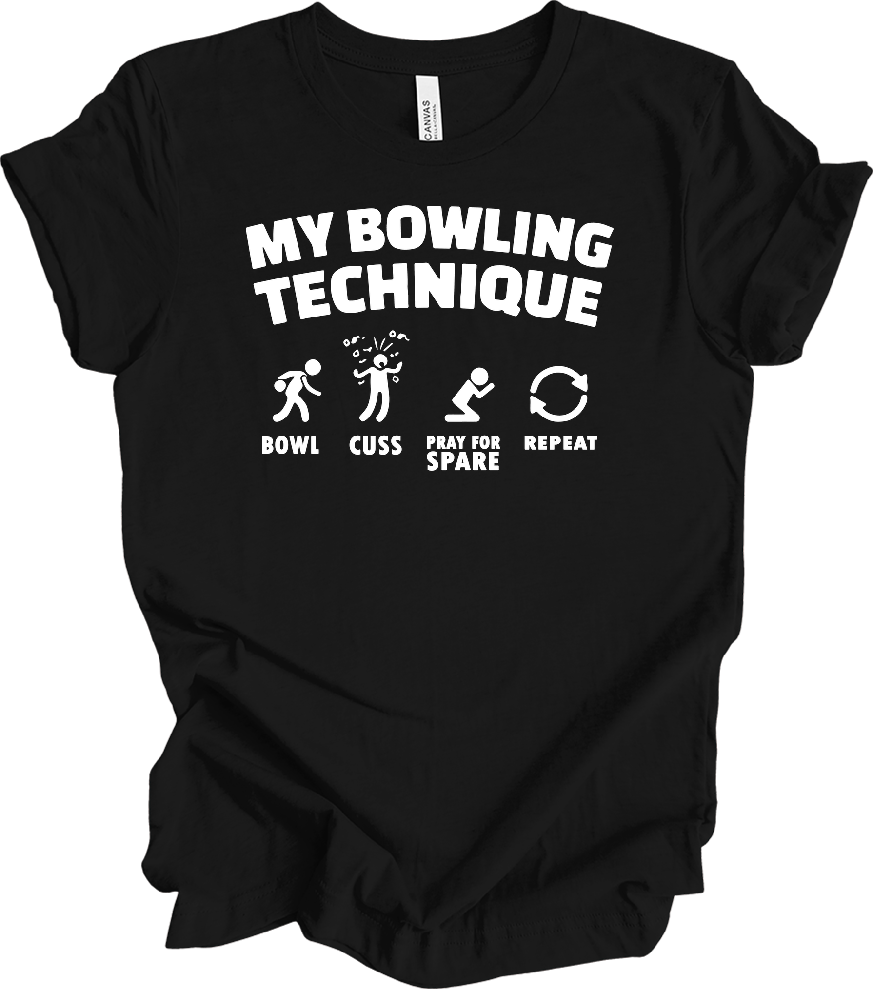 My Bowling Technique - Funny Bowler T-Shirt in Black