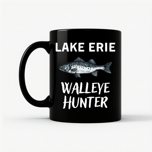 Lake Erie Walleye Hunter Mug in Black