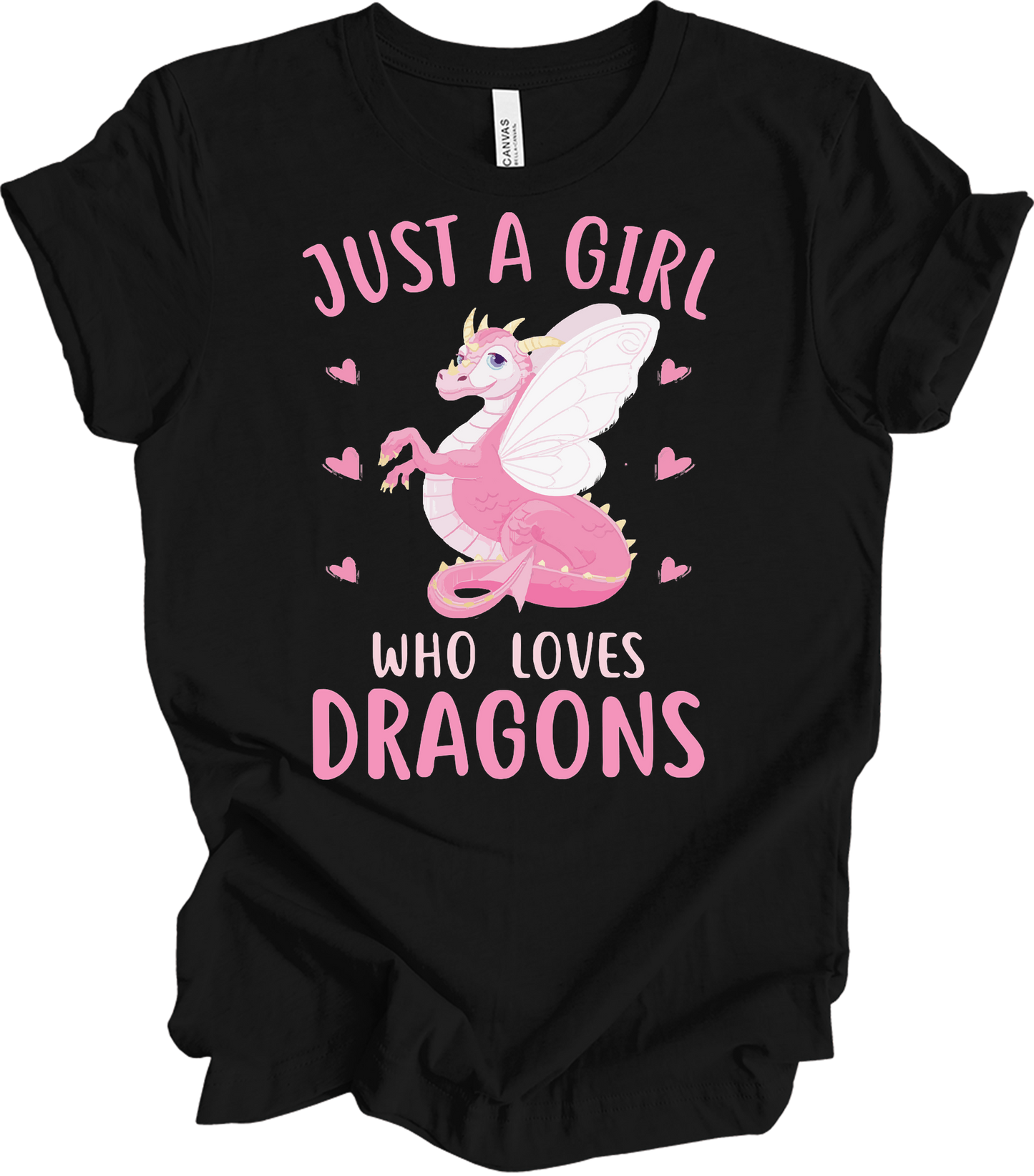 Just A Girl Who Loves Dragons T-Shirt in Black