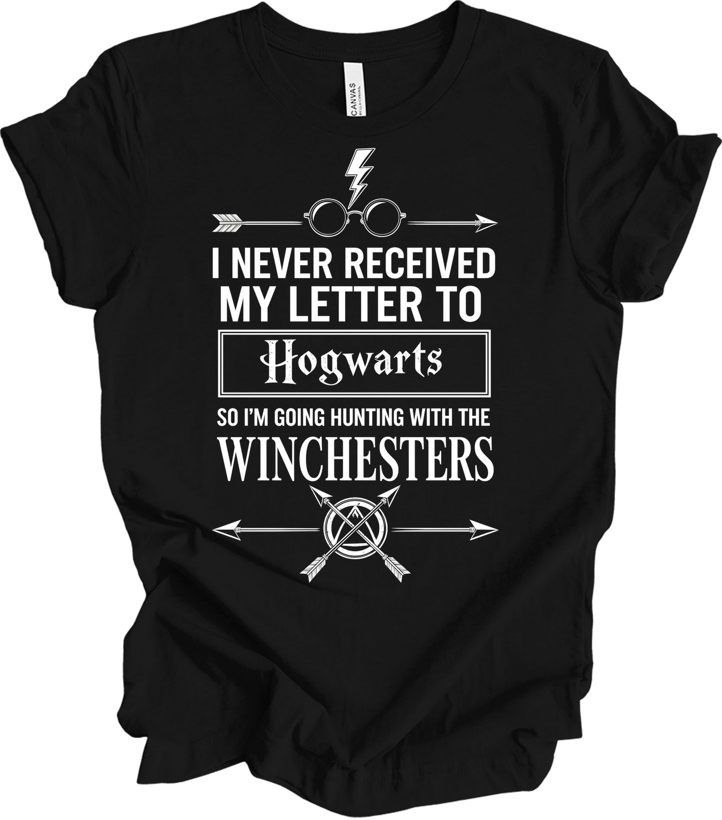 Hogwarts Letter & Winchesters T-Shirt in Black