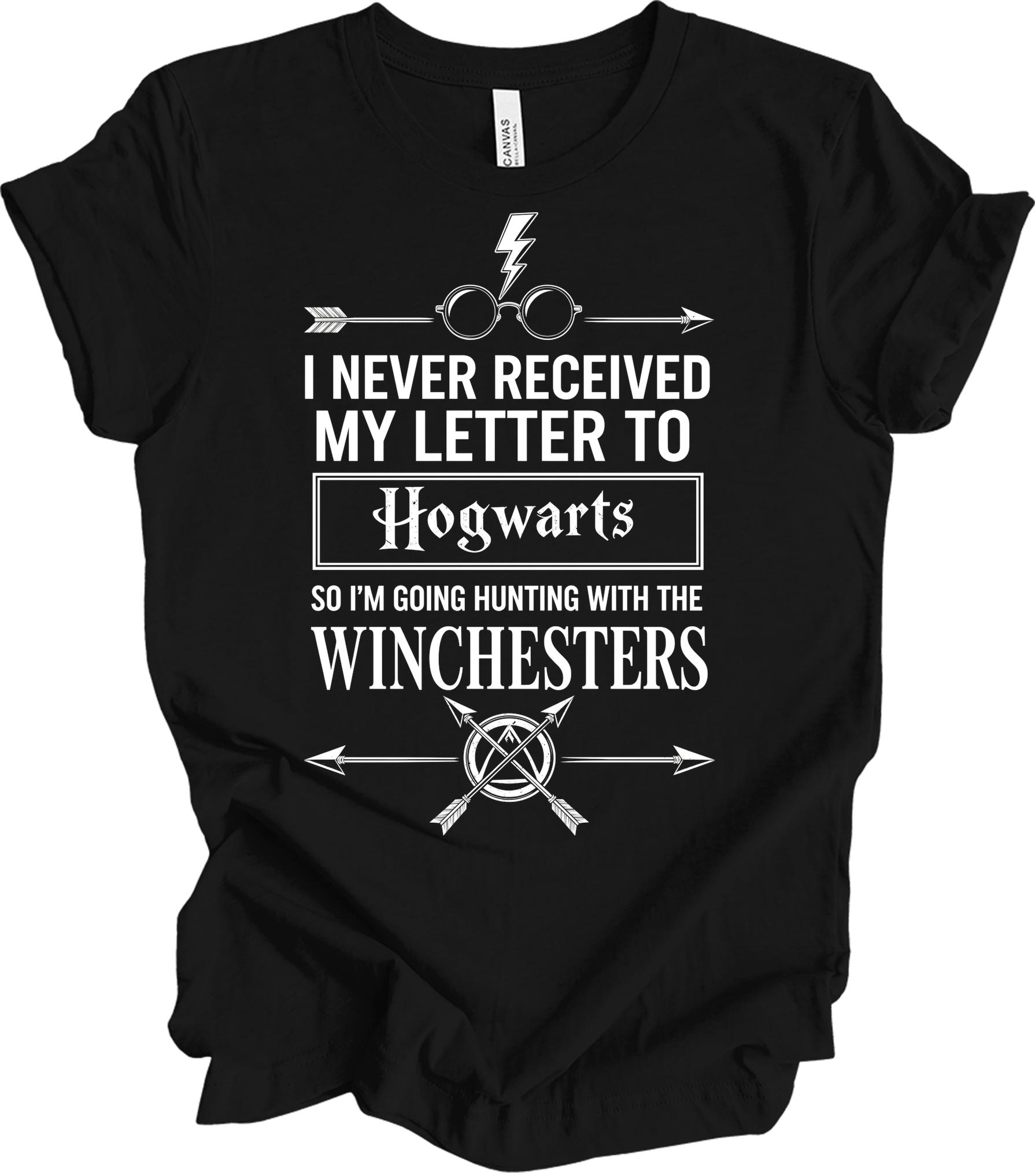 Hogwarts Letter & Winchesters T-Shirt in Black