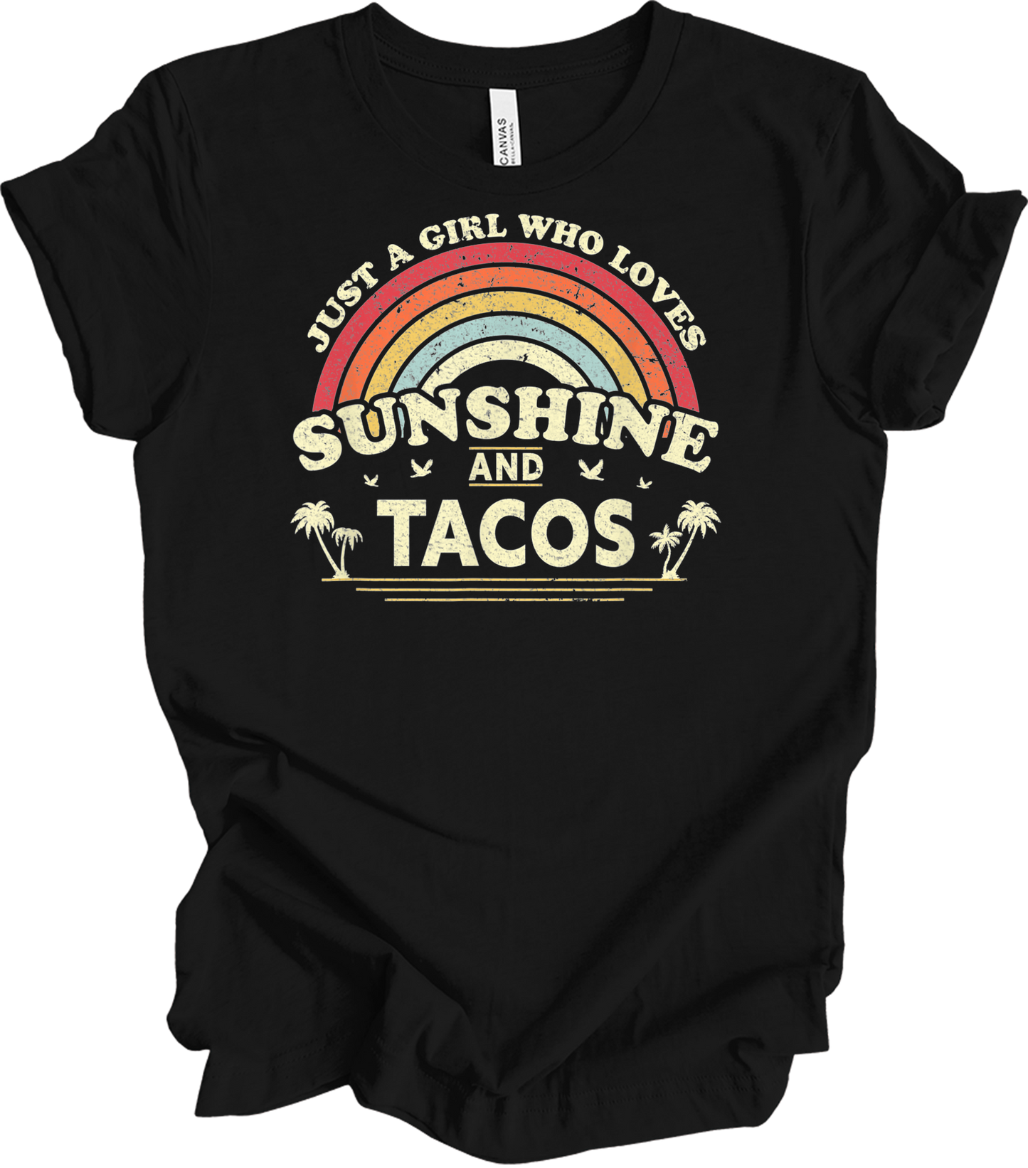 Sunshine and Tacos Lover T-Shirt in Black