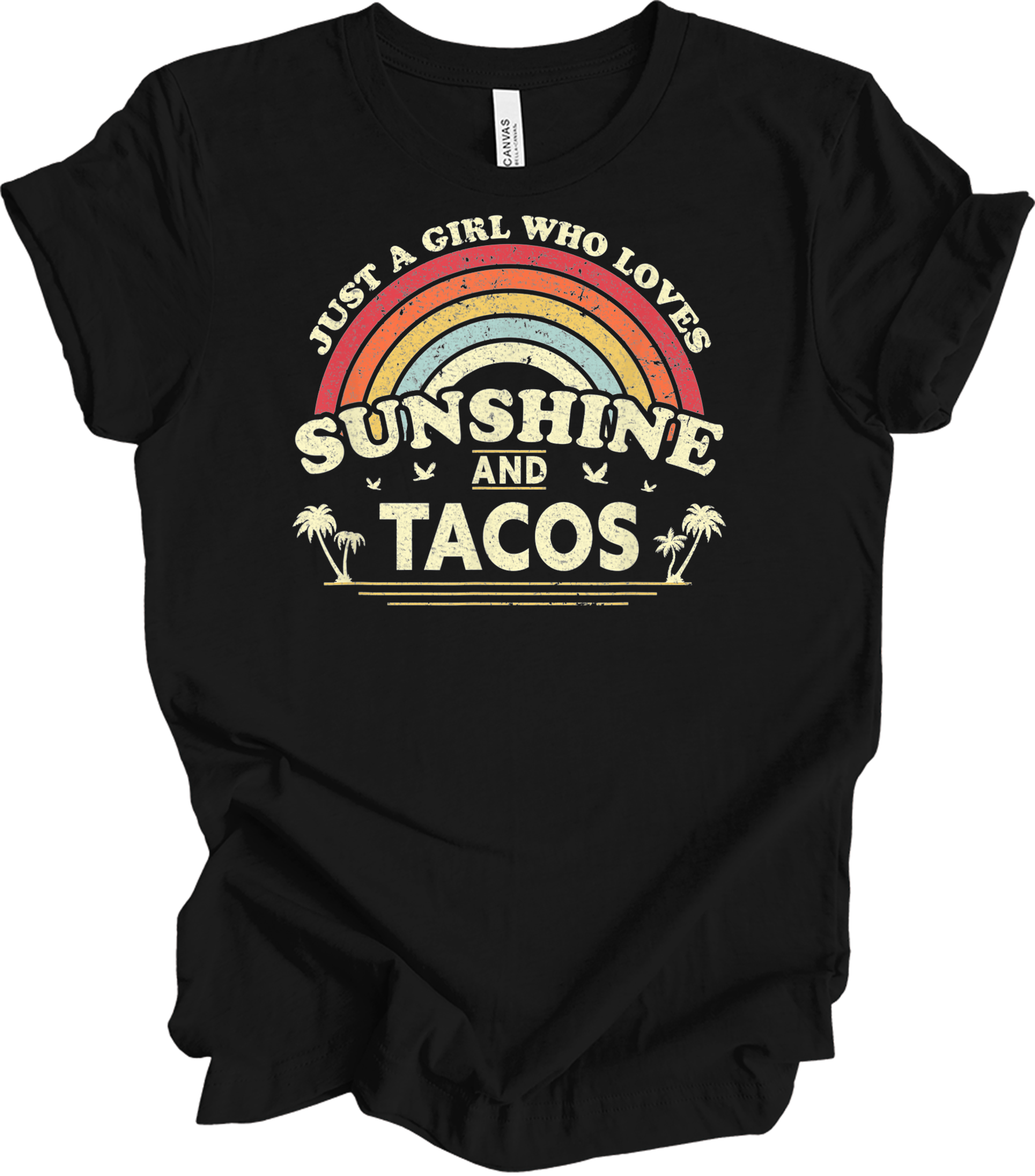 Sunshine and Tacos Lover T-Shirt in Black