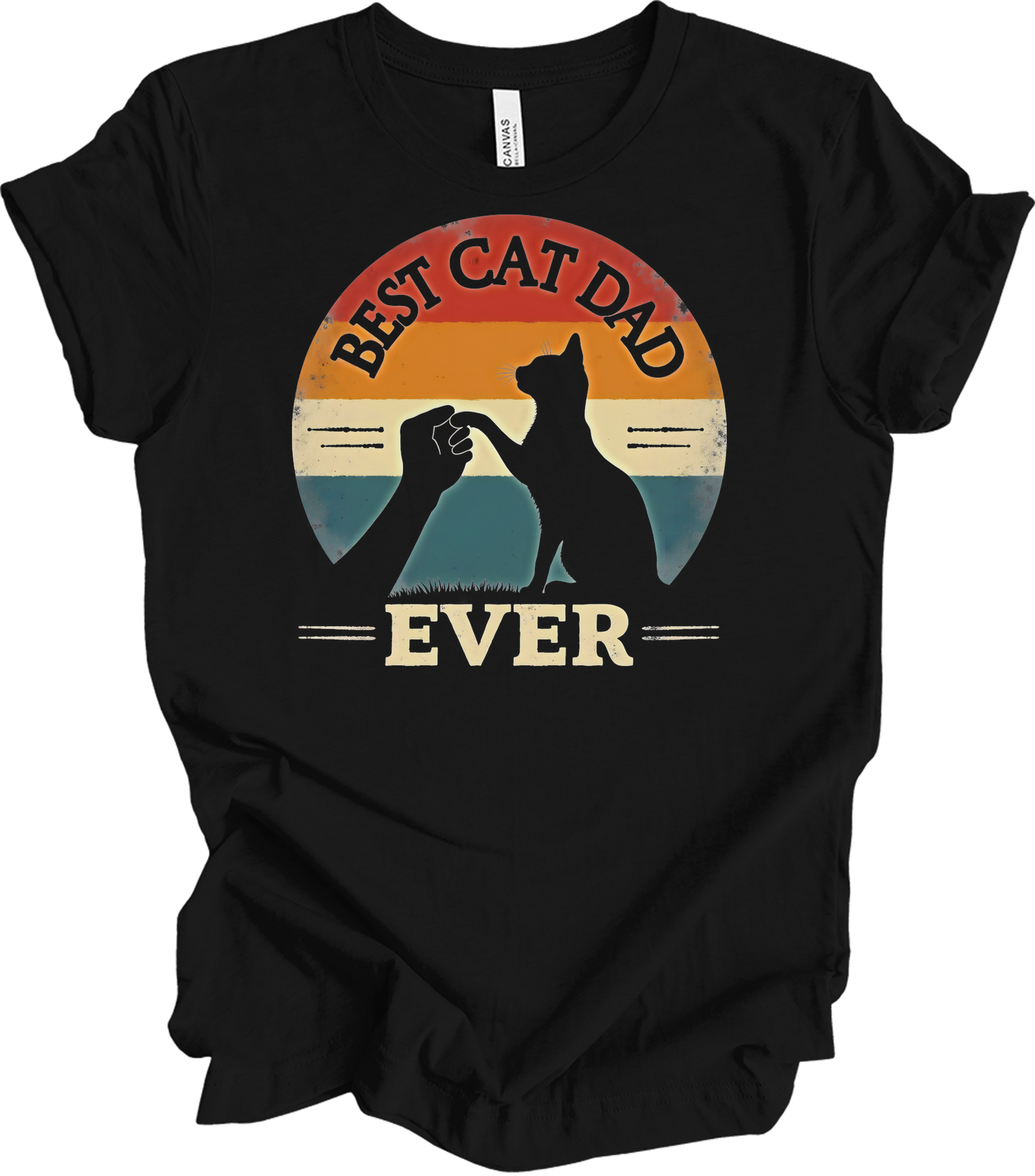 Best Cat Dad Ever Retro T-Shirt in Black