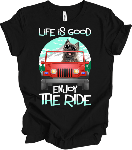 Life is Good Jeep Dog T-Shirt in Black