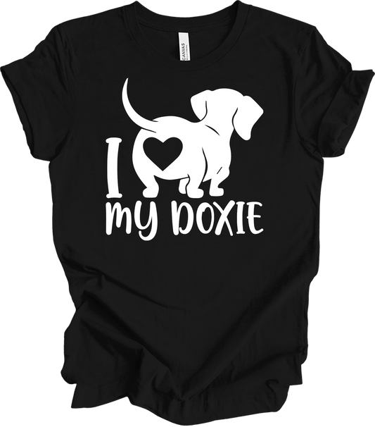 I Love My Doxie Mom T-Shirt in Black