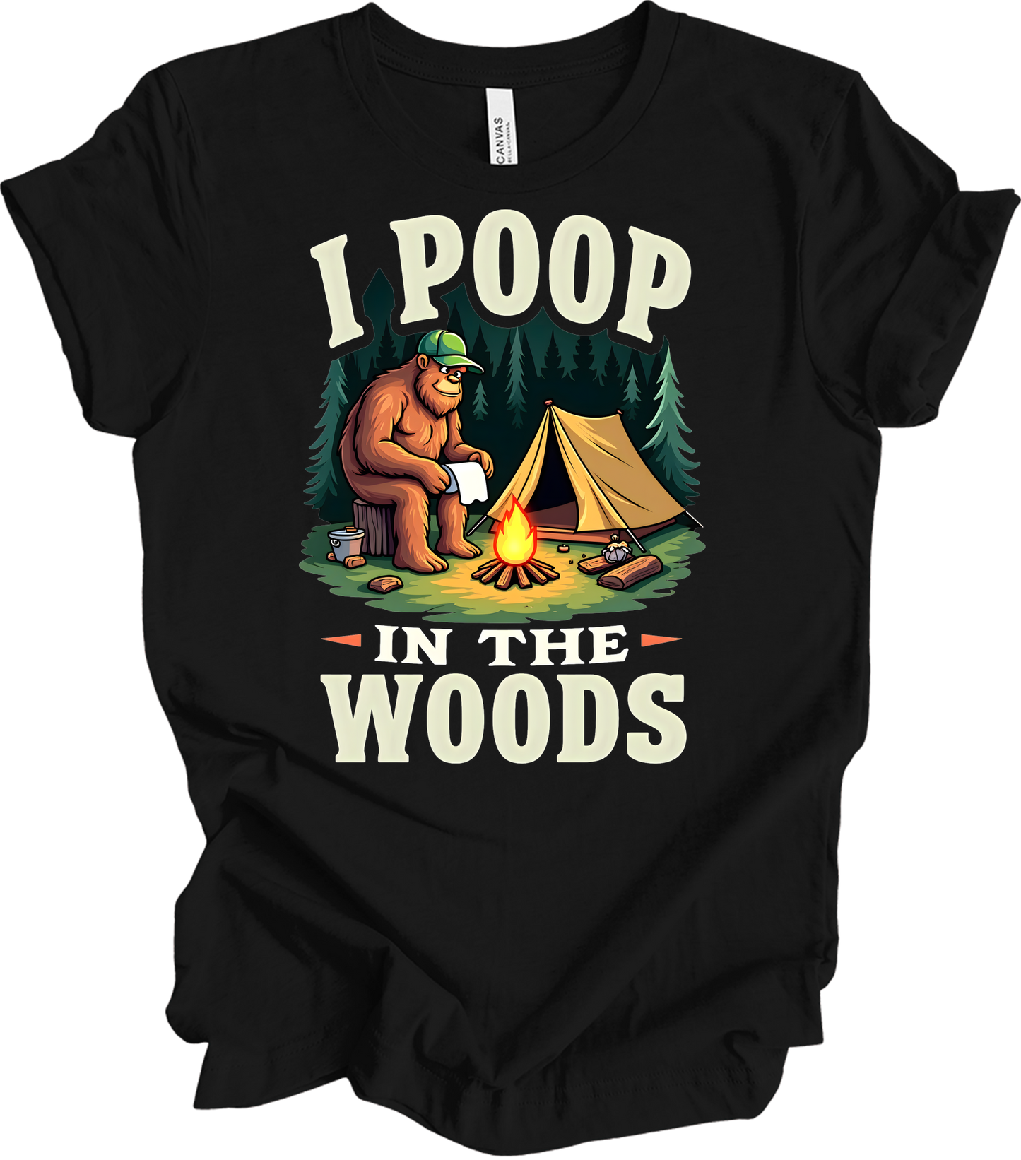 Bigfoot Camping - Funny T-Shirt in Black