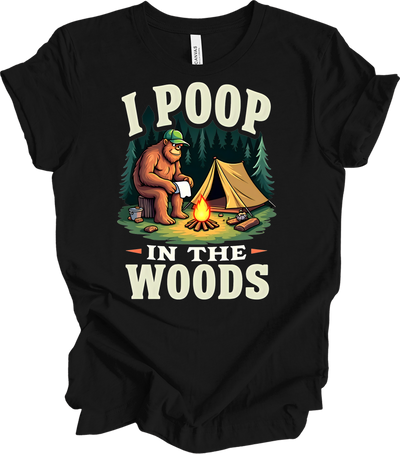Bigfoot Camping - Funny T-Shirt in Black