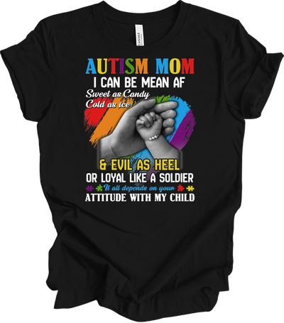 Autism Mom - Autism Awareness Puzzle Heart T-Shirt in Black