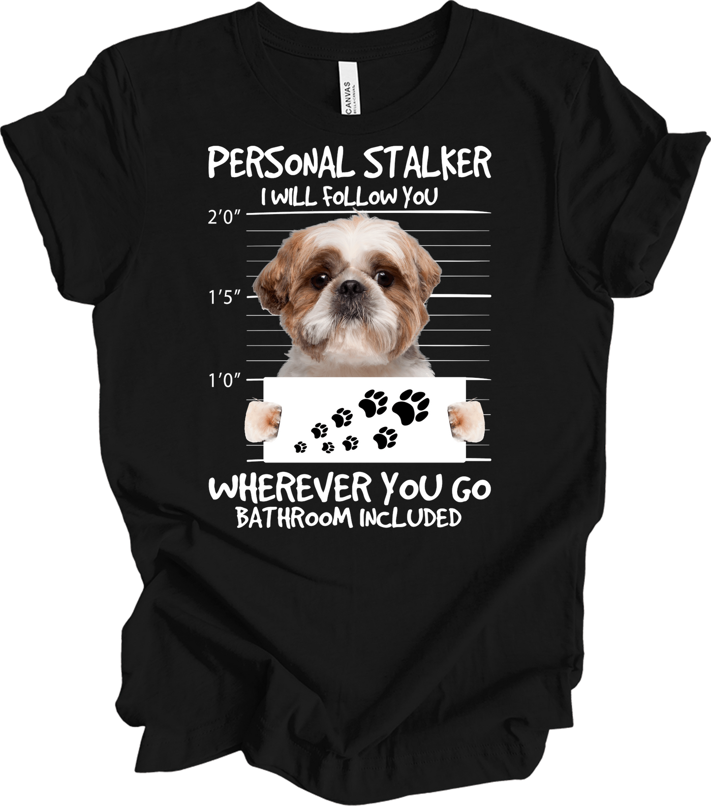 Shih Tzu Personal Stalker T-Shirt in Black