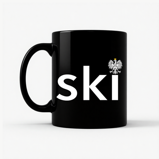 Ski Polish Surname - Polish Eagle Heritage Mug in Black